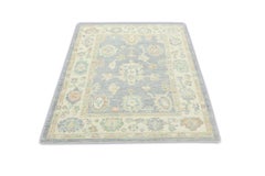 Handgewebter türkischer Oushak-Teppich aus Wolle 4'2"x 5'10"