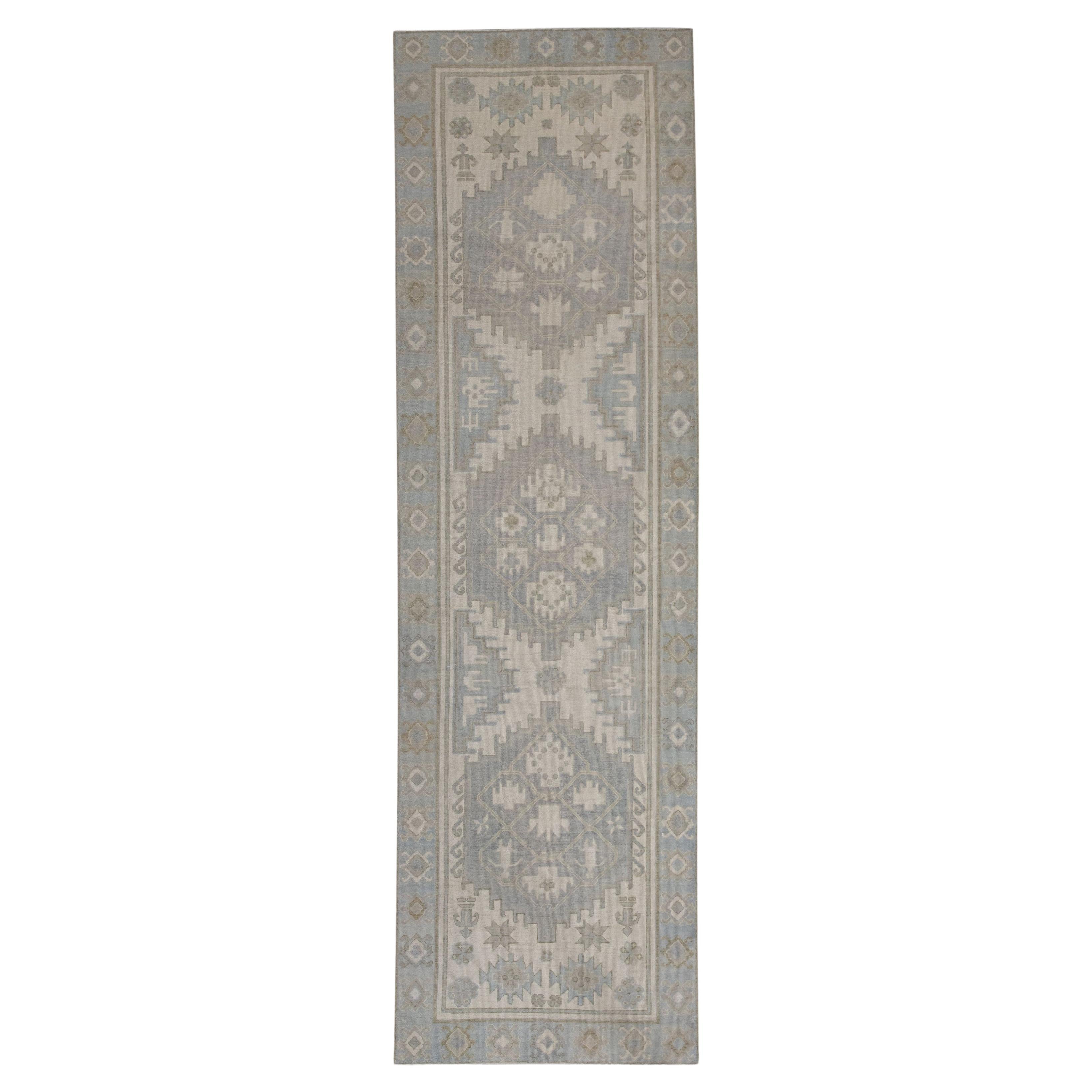 Handgewebter türkischer Oushak-Teppich aus Wolle 4'8"x 15'2"