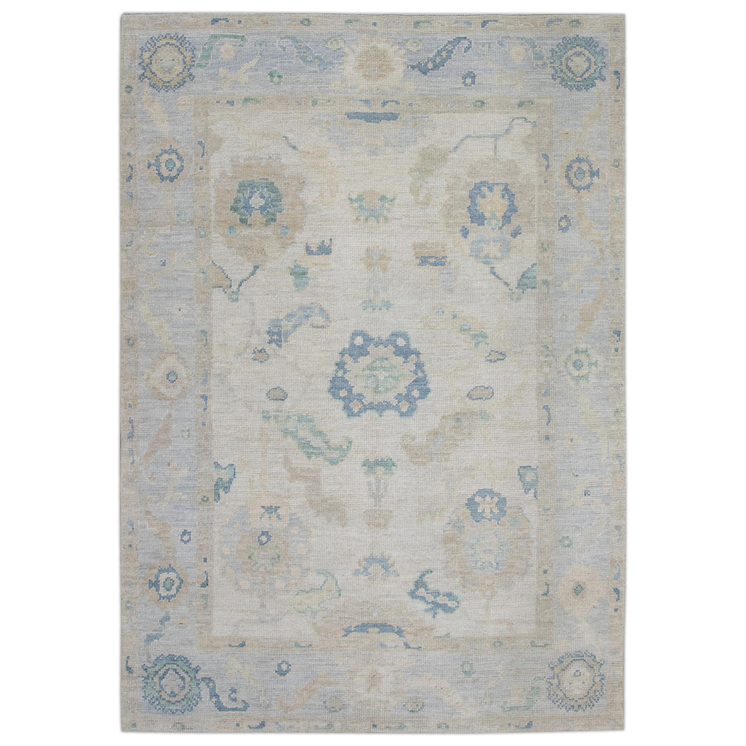 Handgewebter türkischer Oushak-Teppich aus Wolle 4'8"x 6'10"