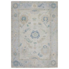 Handgewebter türkischer Oushak-Teppich aus Wolle 4'8"x 6'10"