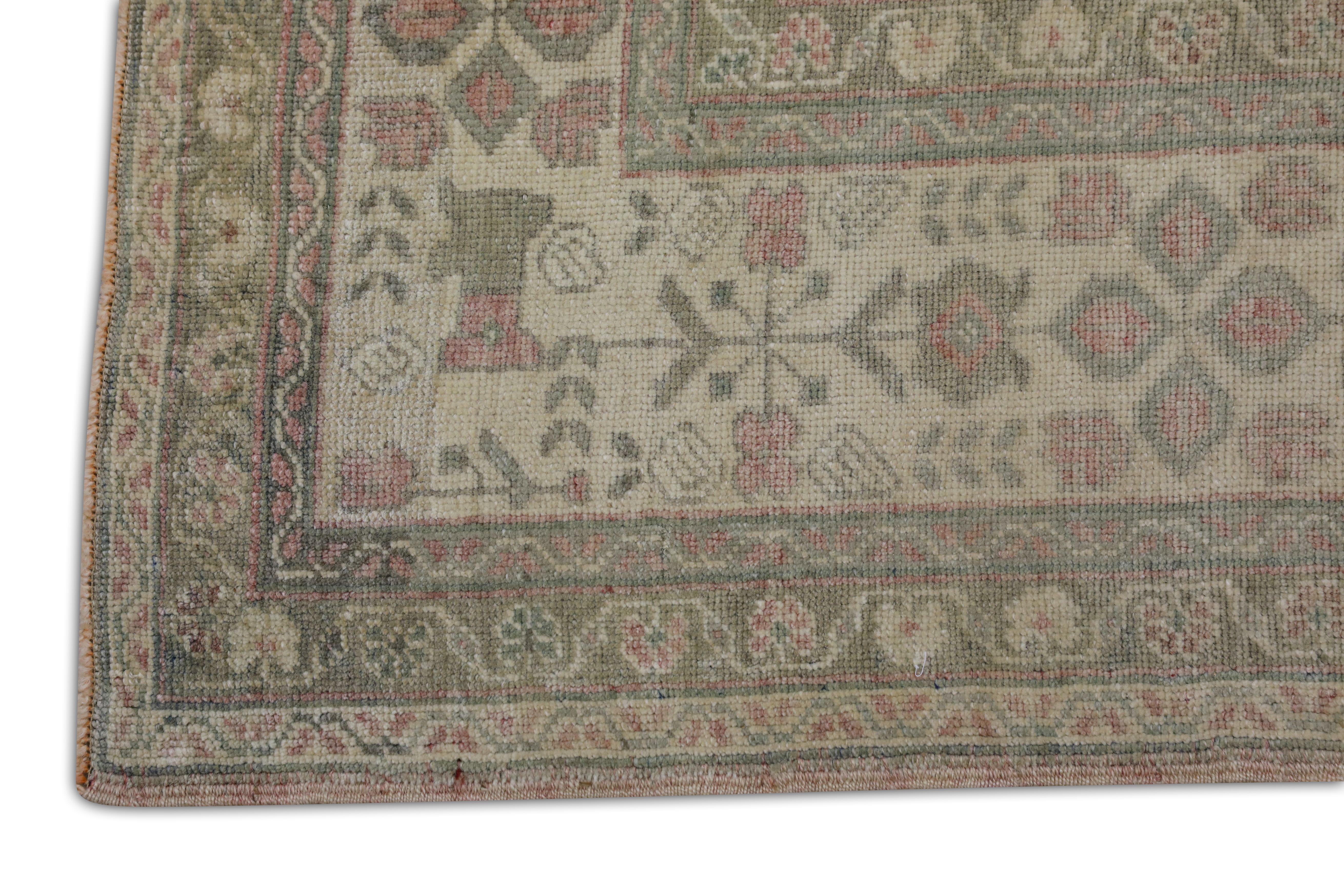 Vegetable Dyed Handwoven Wool Turkish Oushak Rug 4'8