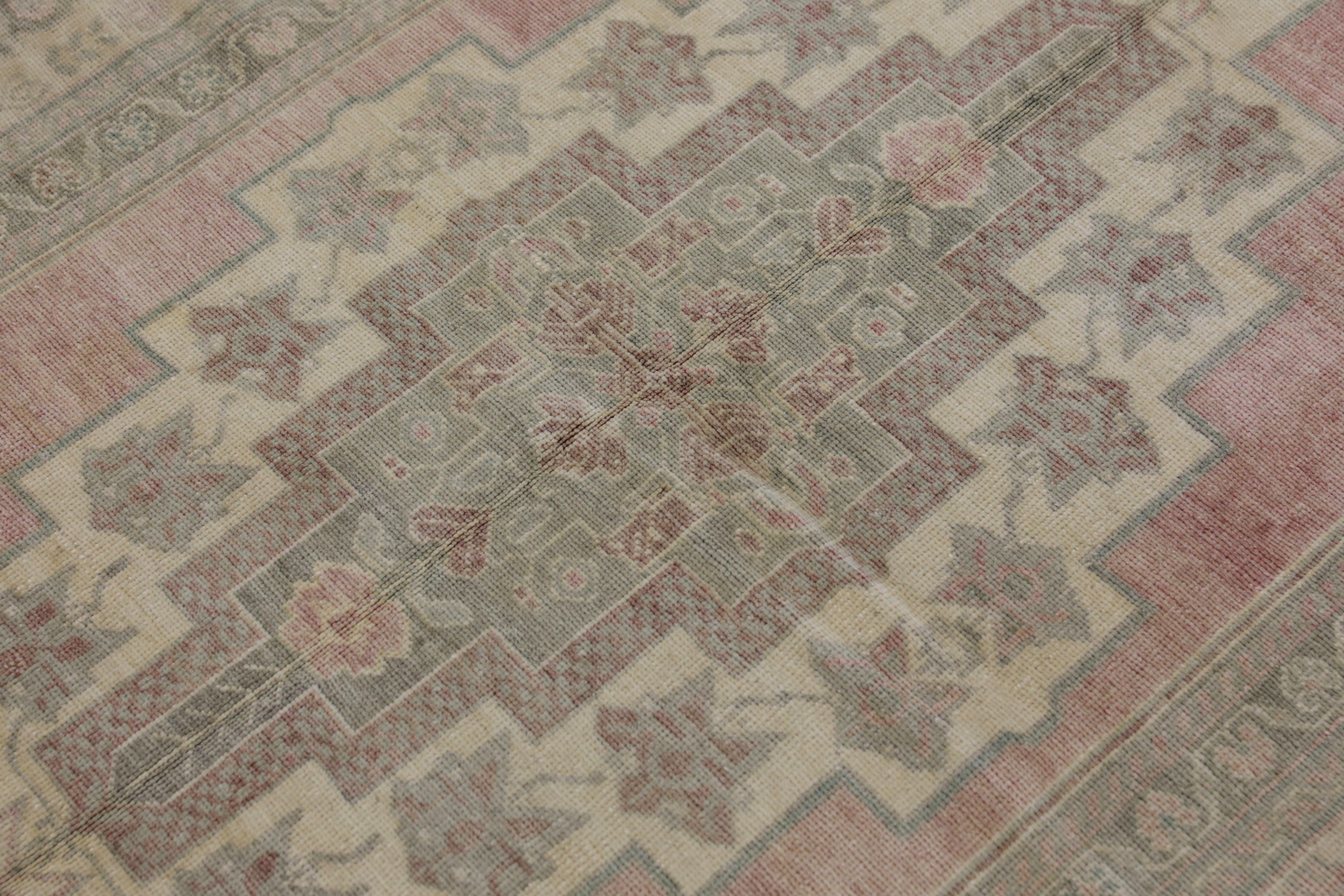 Handwoven Wool Turkish Oushak Rug 4'8