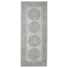 Tappeto Oushak turco in lana intrecciata a mano 4'x 10'2"