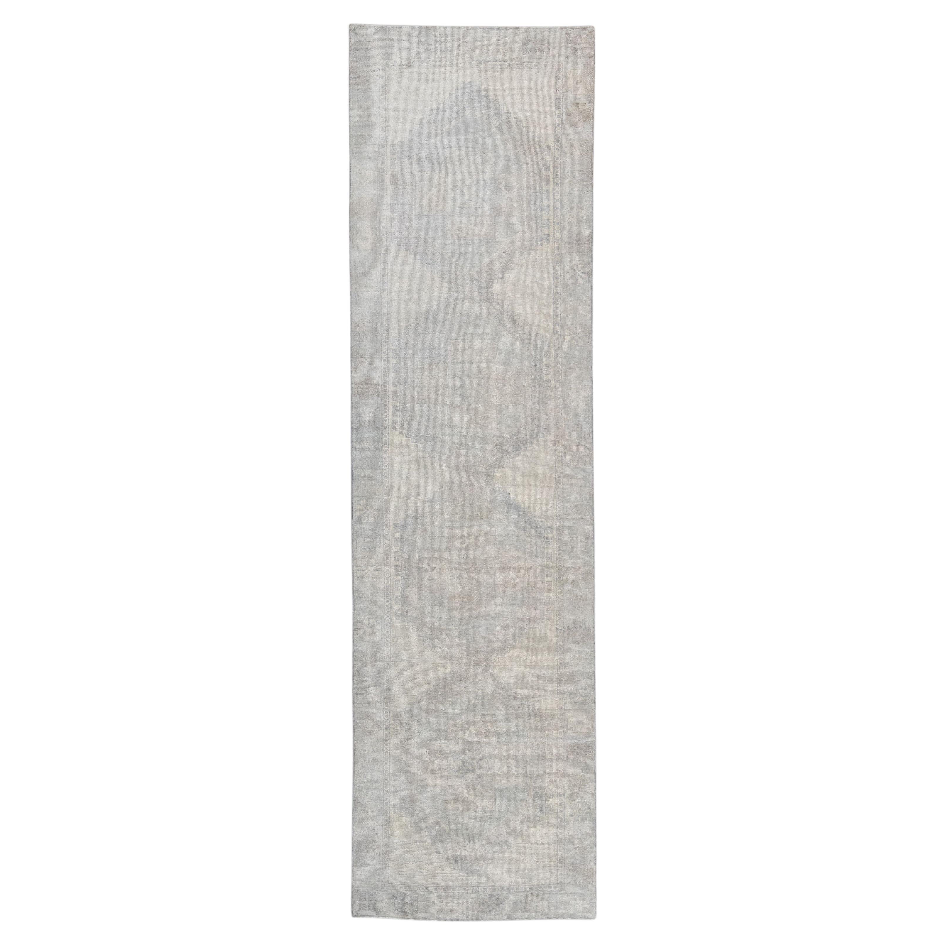 Handgewebter türkischer Oushak-Teppich aus Wolle 4'x 14'7"