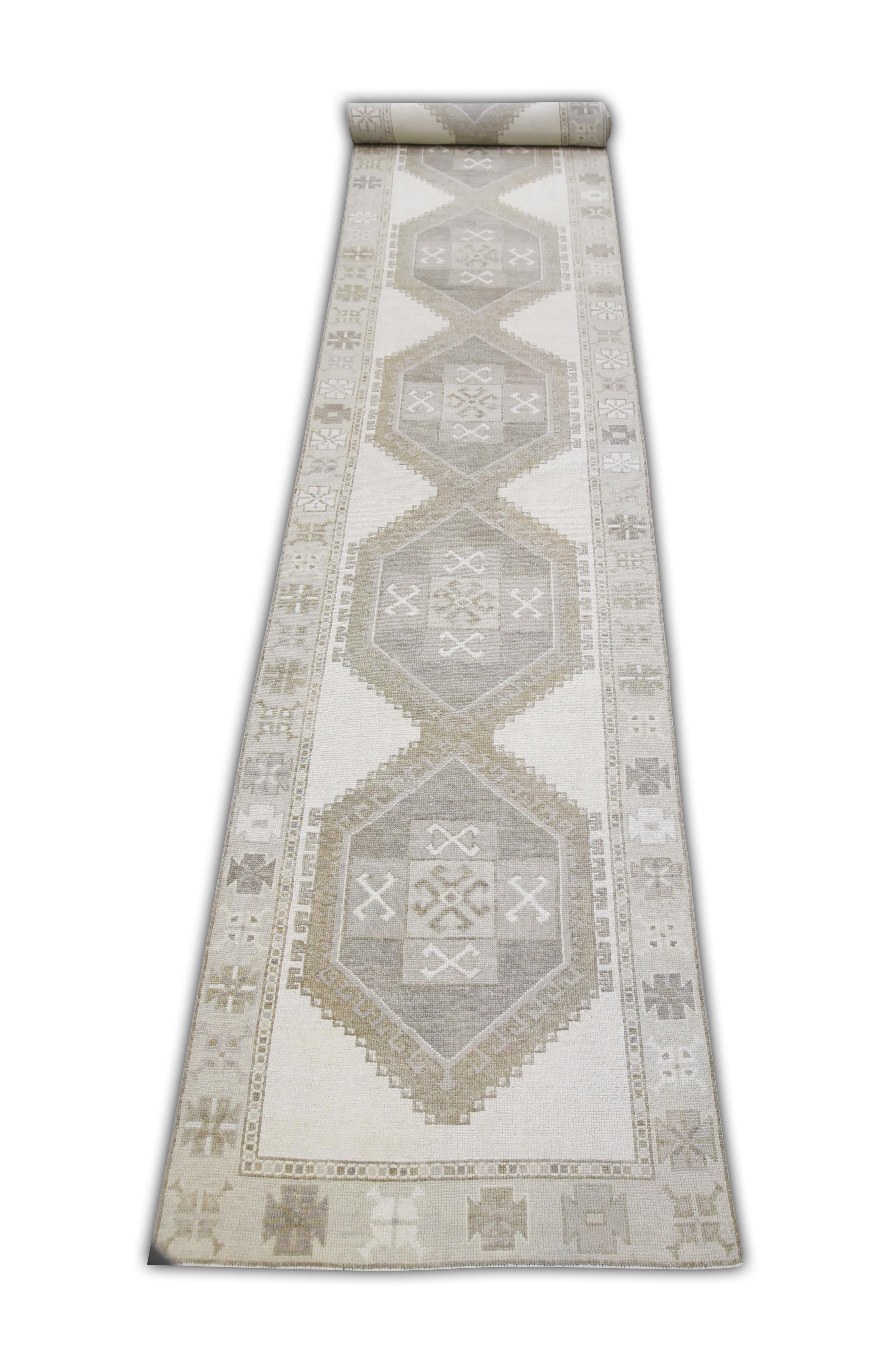 This Turkish oushak rug is a stunning piece of art that has been handwoven using traditional techniques by skilled artisans. The rug features intricate patterns and a soft color palette that is achieved through the use of natural vegetable
