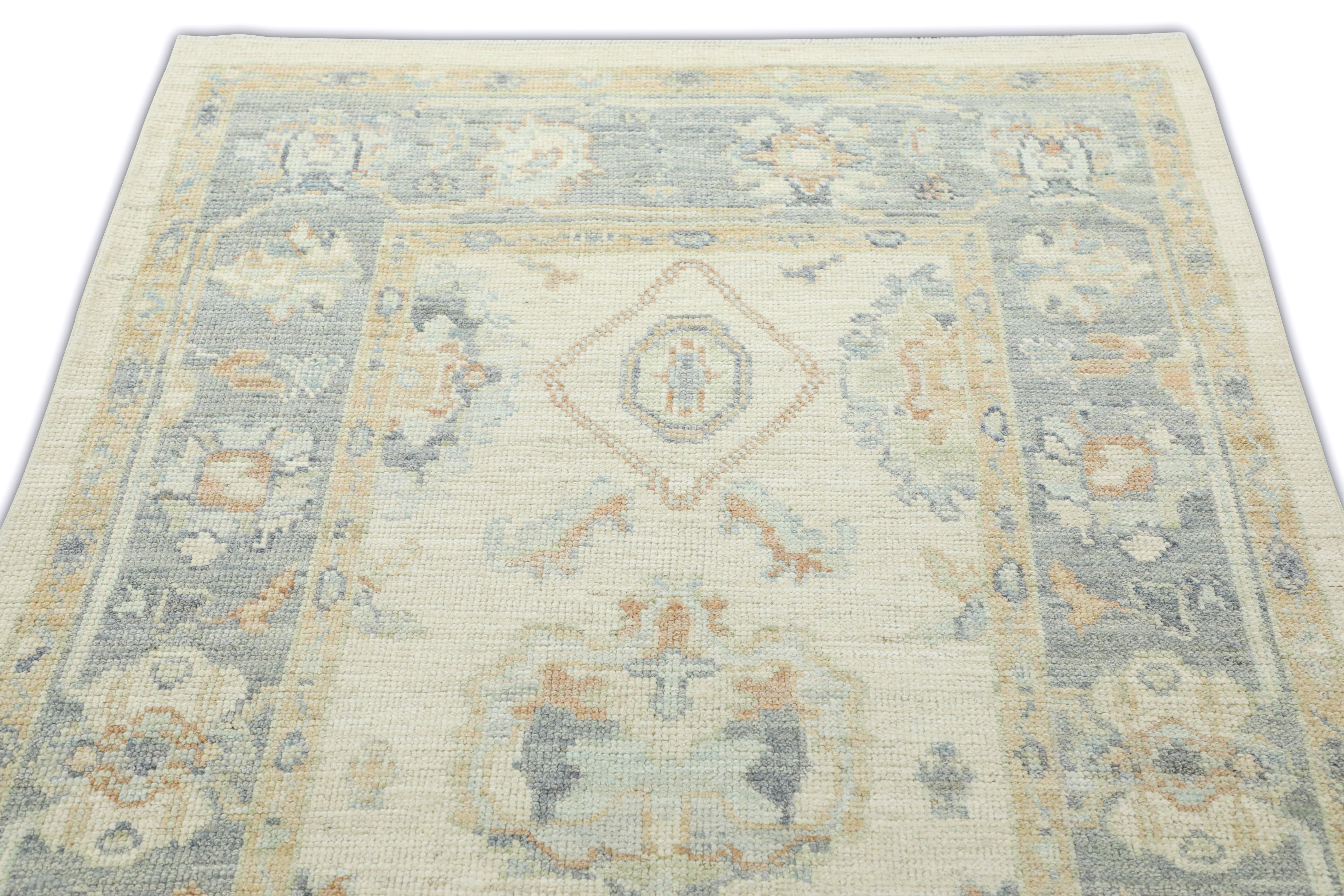 Moderno Tappeto Oushak turco in lana intrecciata a mano 4'x 6'2