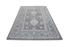 Alfombra Oushak turca de lana tejida a mano 5'10 "x 8'5
