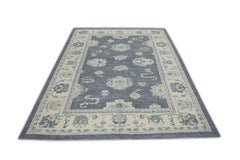 Alfombra Oushak turca de lana tejida a mano 5'11" x 7'11"