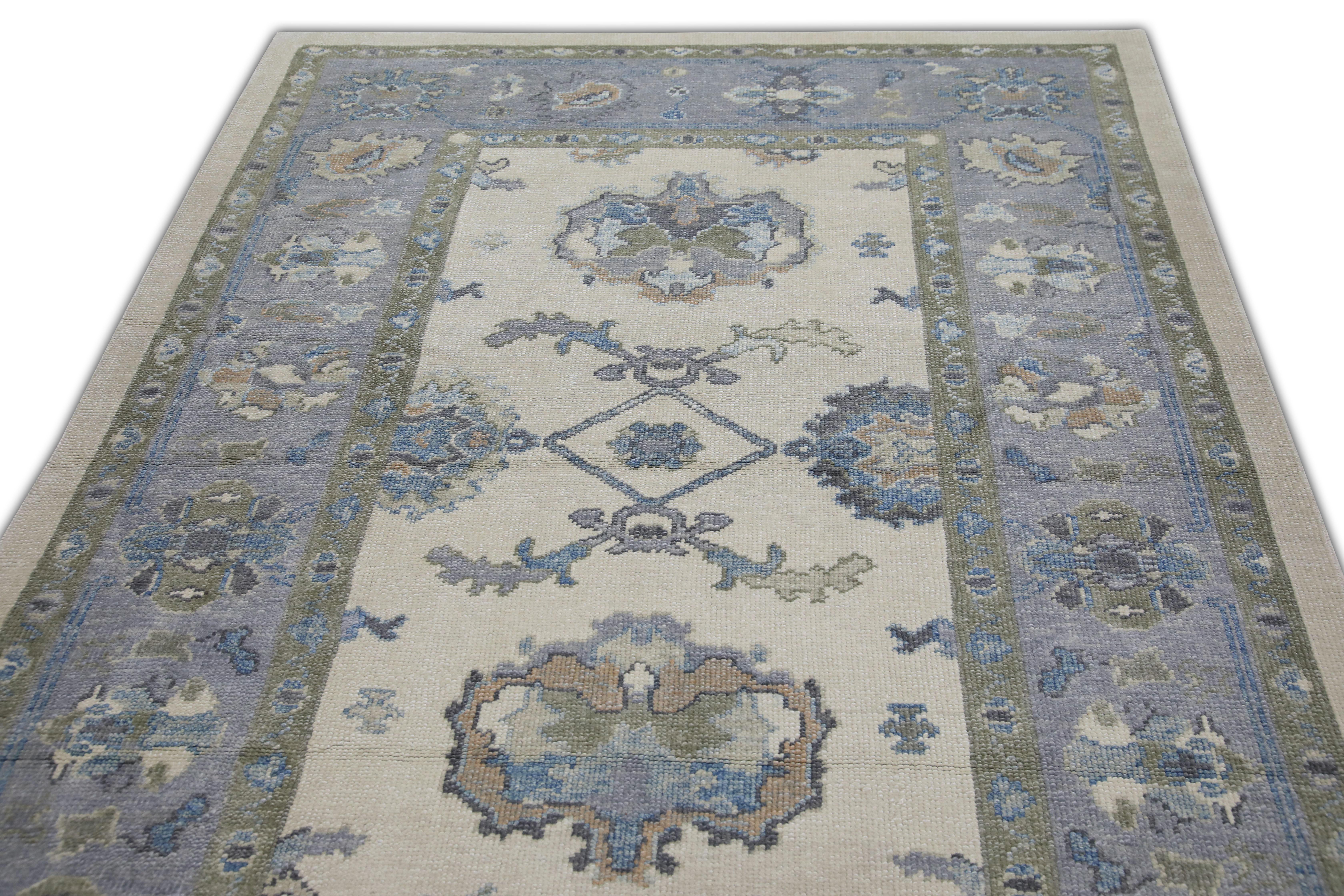 Modern Handwoven Wool Turkish Oushak Rug 5'2