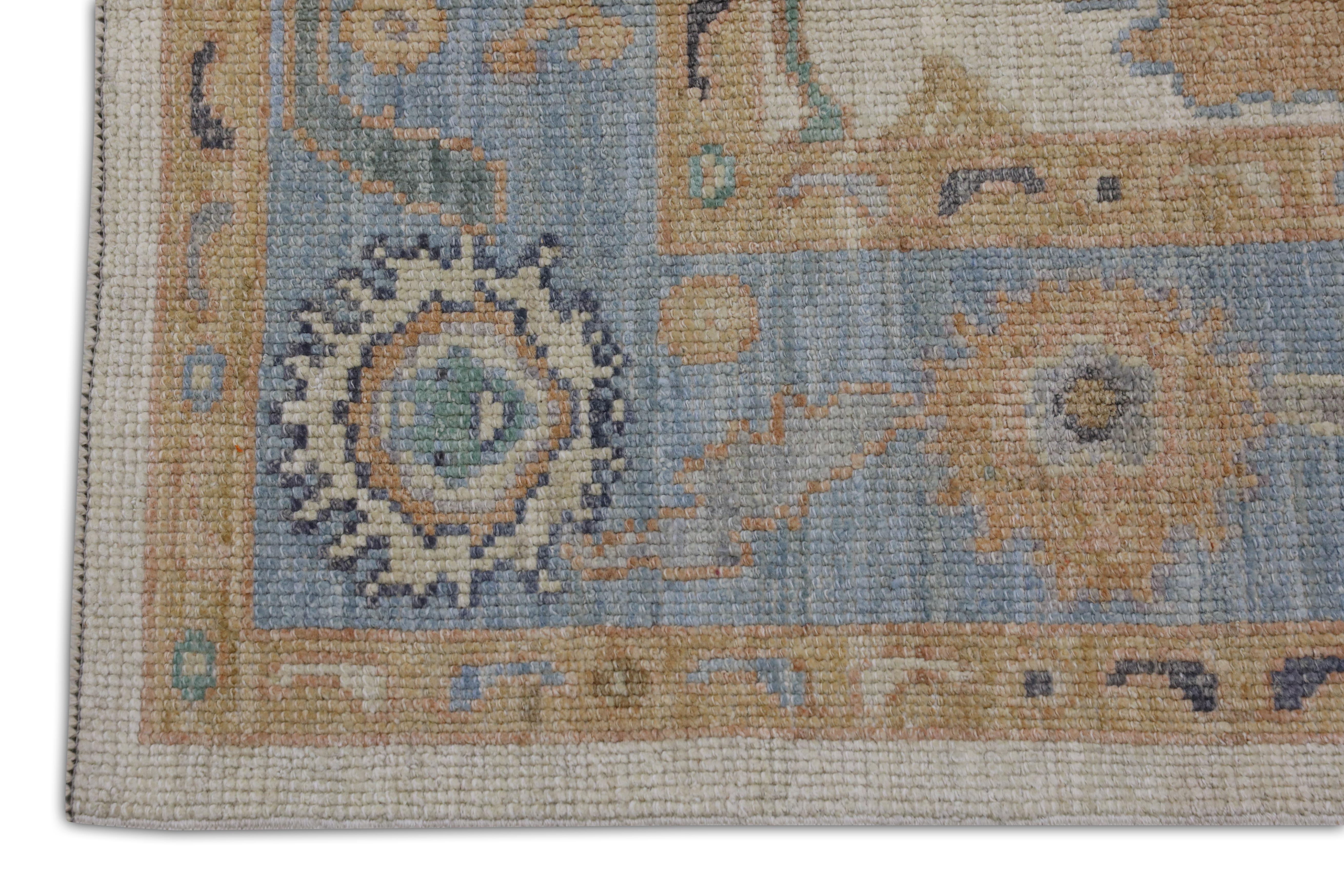 Vegetable Dyed Handwoven Wool Turkish Oushak Rug 5'2