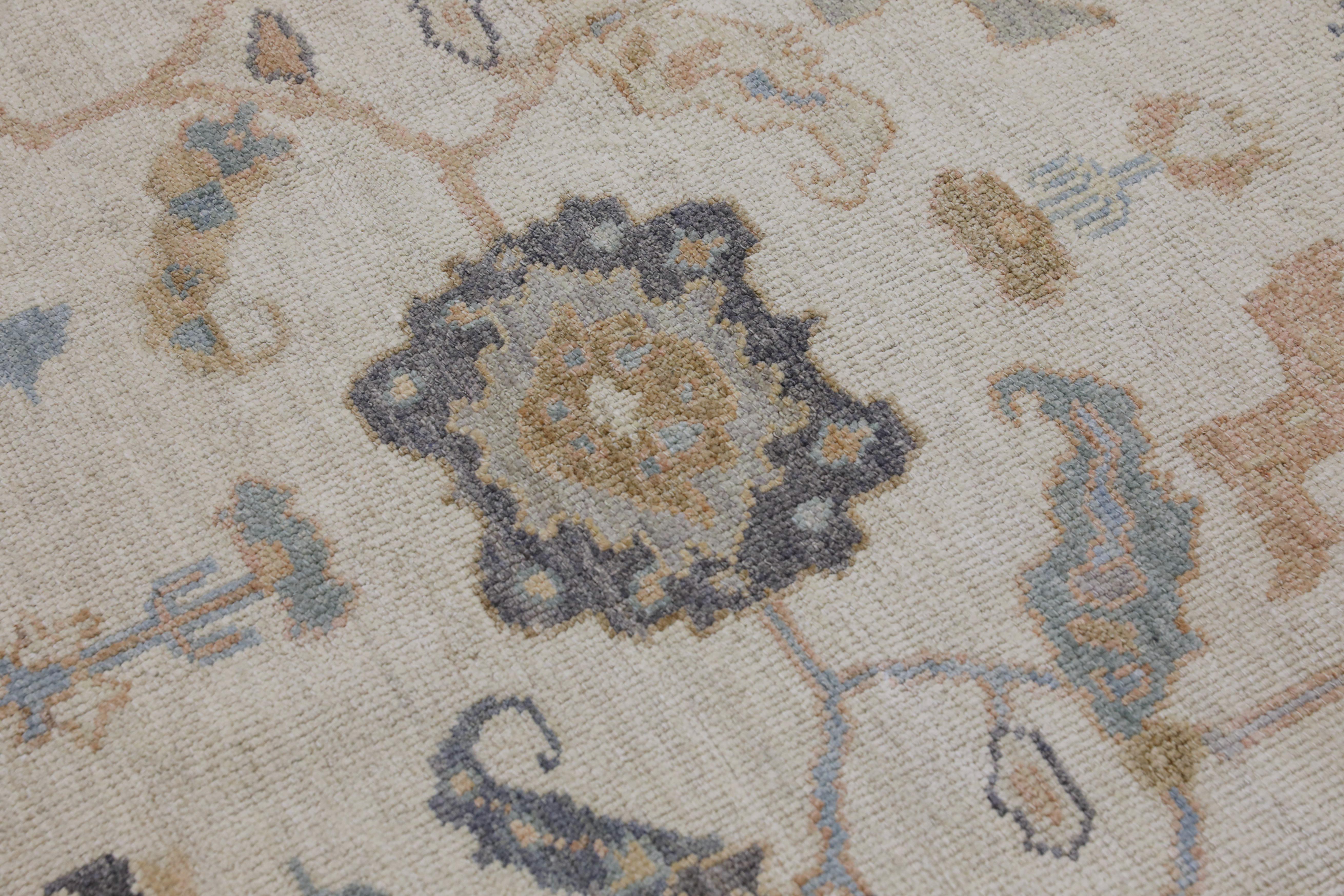 Handwoven Wool Turkish Oushak Rug 5'2