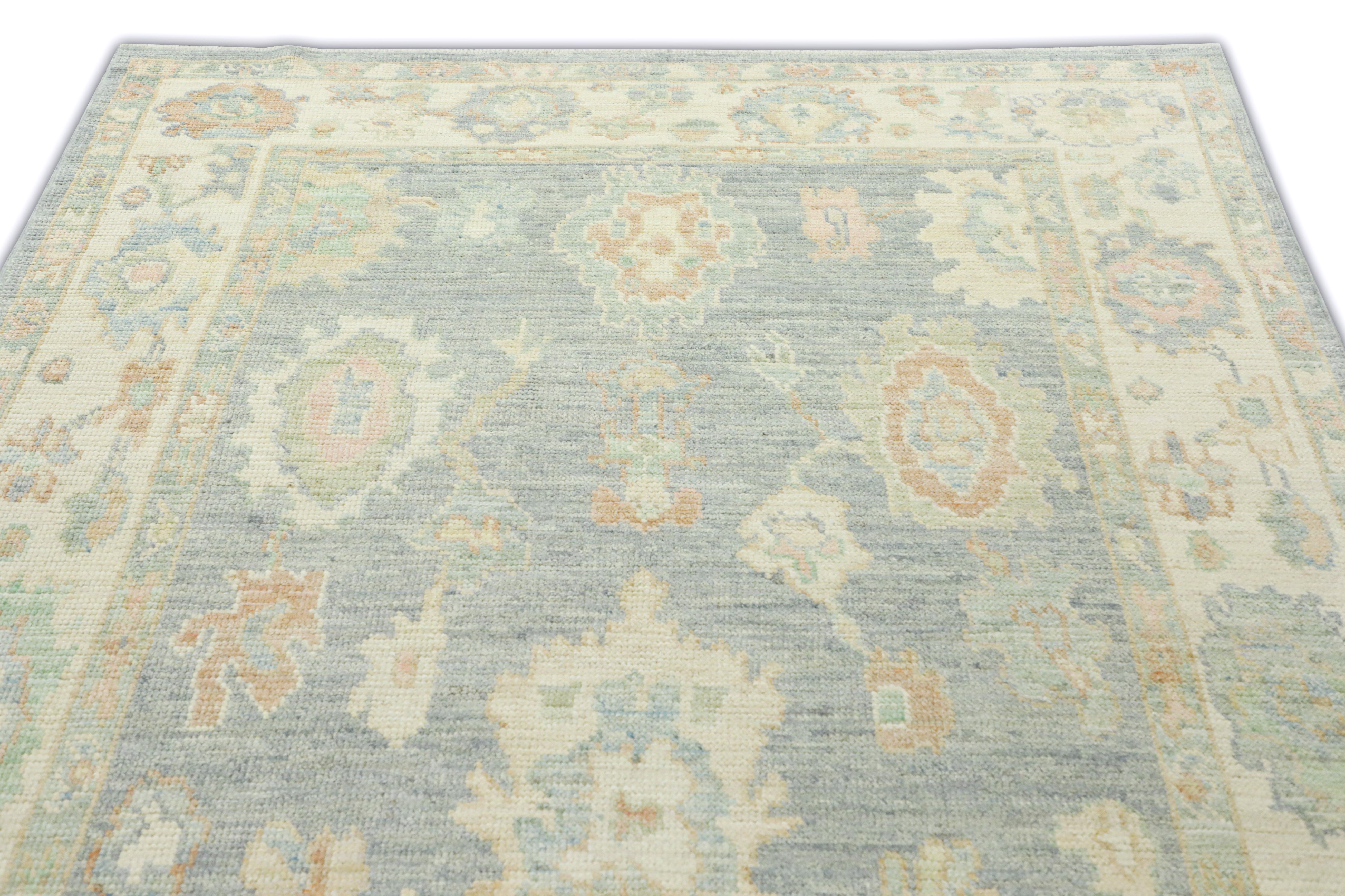 Vegetable Dyed Handwoven Wool Turkish Oushak Rug 5'3