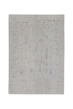 Handgewebter türkischer Oushak-Teppich aus Wolle 6'2"x 9'2"