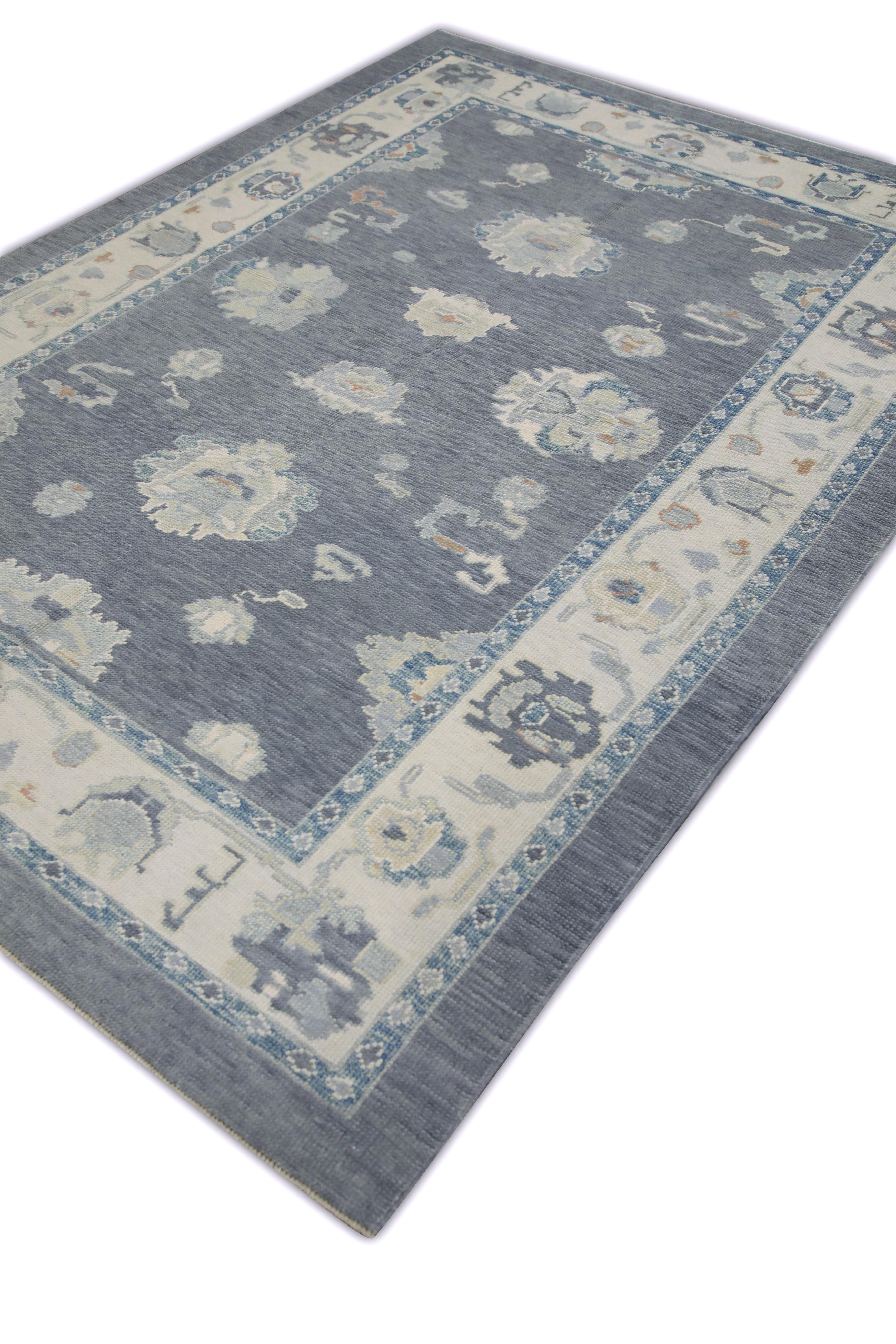 Moderno Tappeto Oushak turco in lana intrecciata a mano 6'x 8'6
