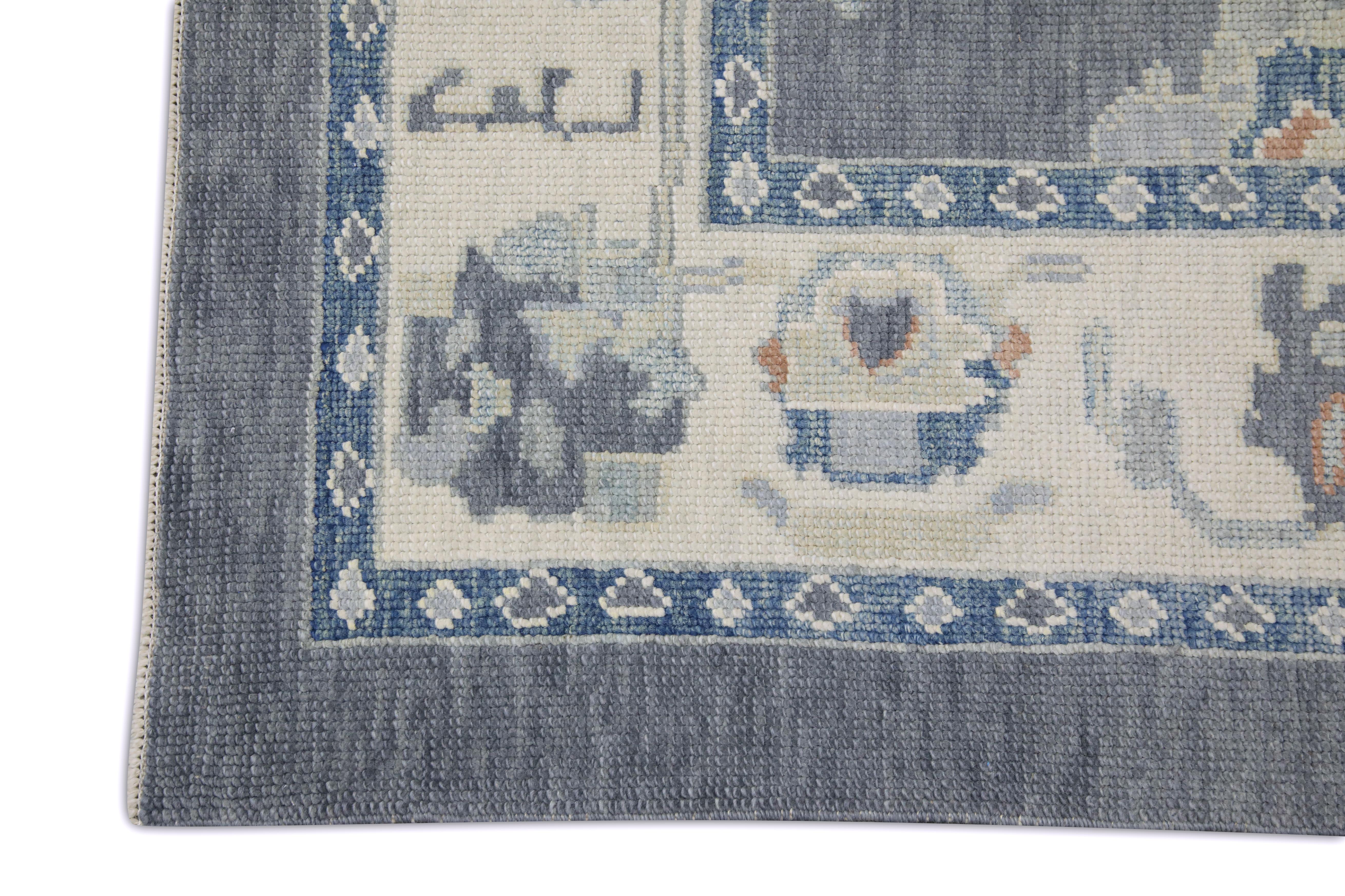 Tessuto a mano Tappeto Oushak turco in lana intrecciata a mano 6'x 8'6