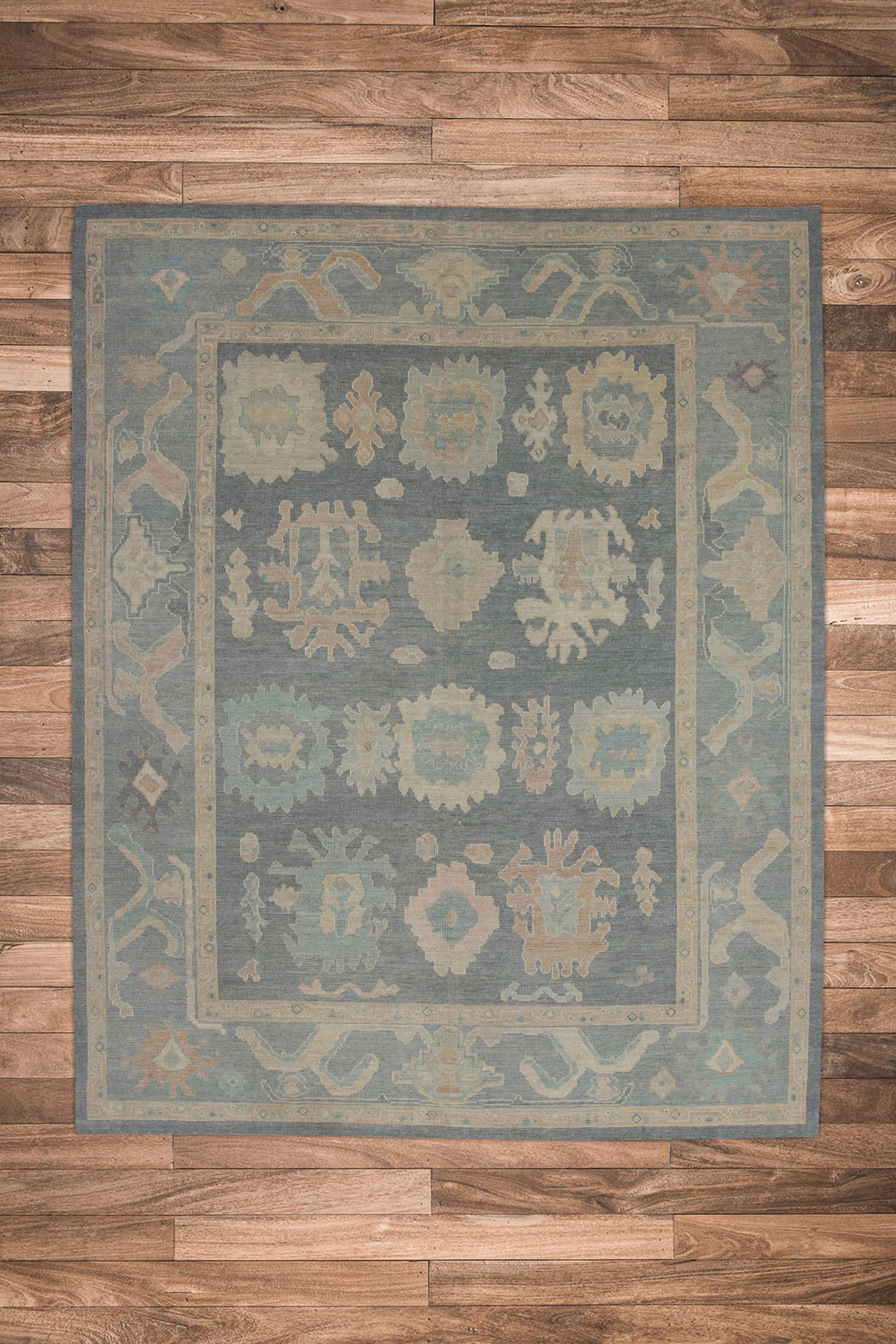 Handwoven Wool Turkish Oushak Rug 7'10