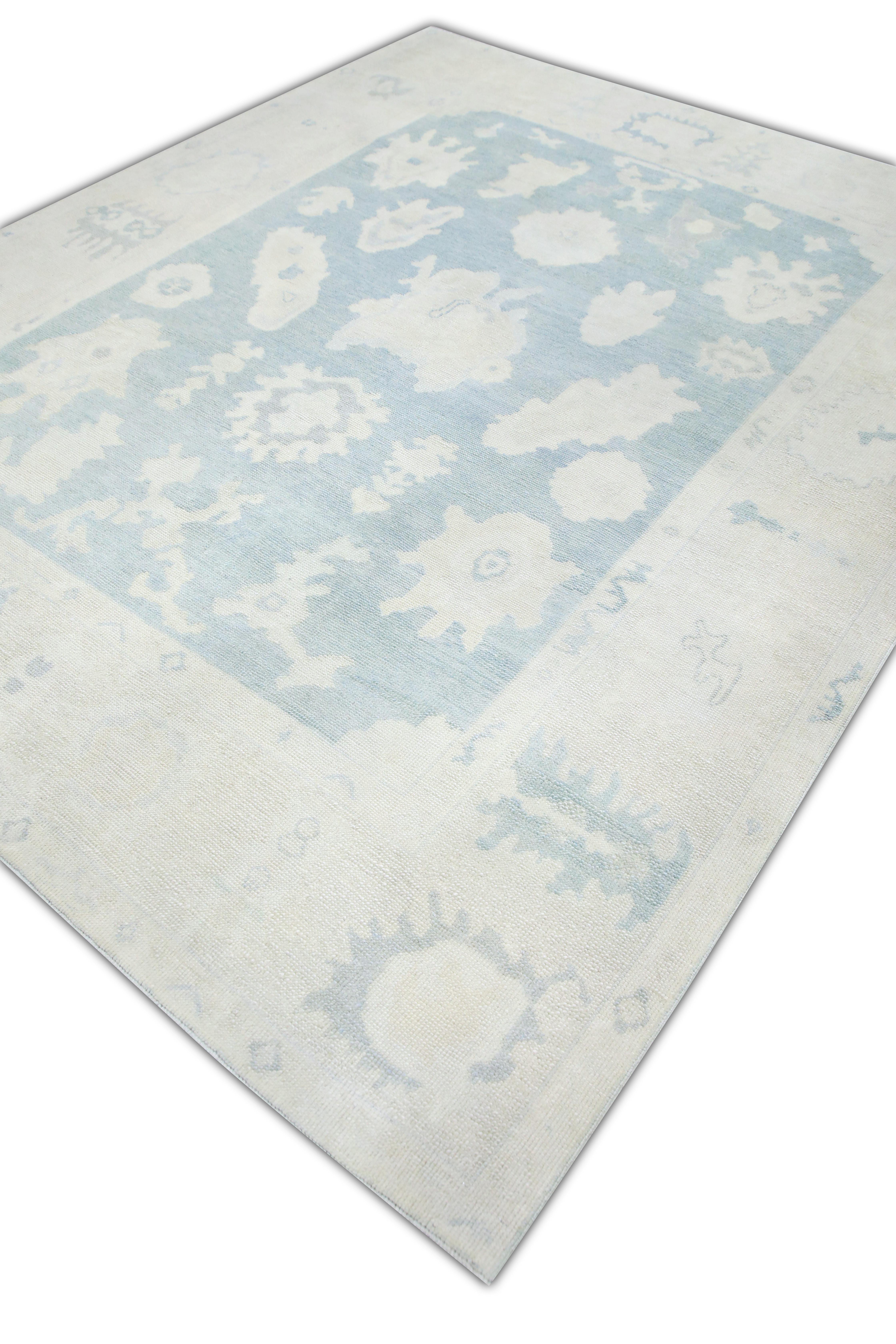 Modern Handwoven Wool Turkish Oushak Rug 7'10