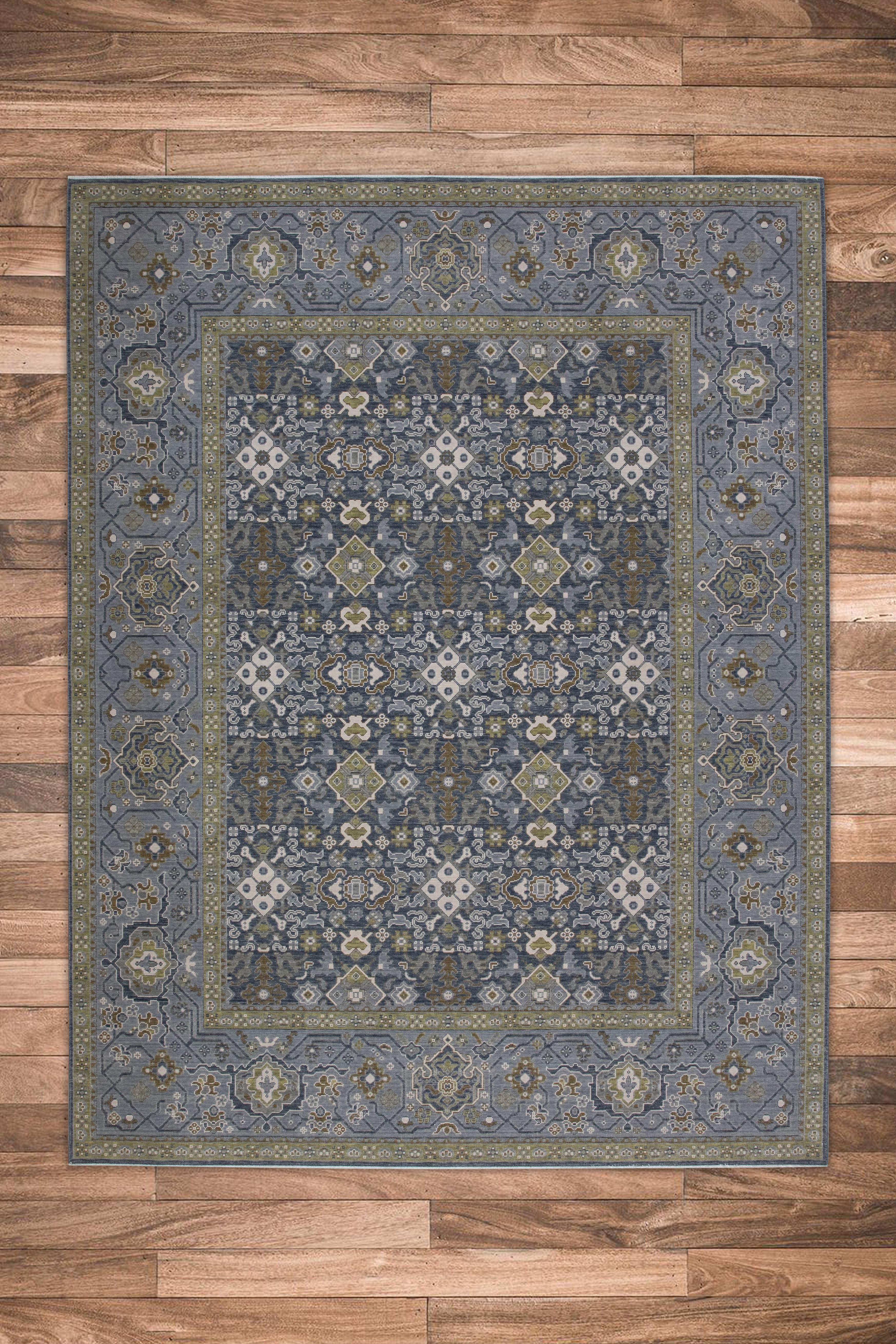 Handwoven Wool Turkish Oushak Rug 7'11