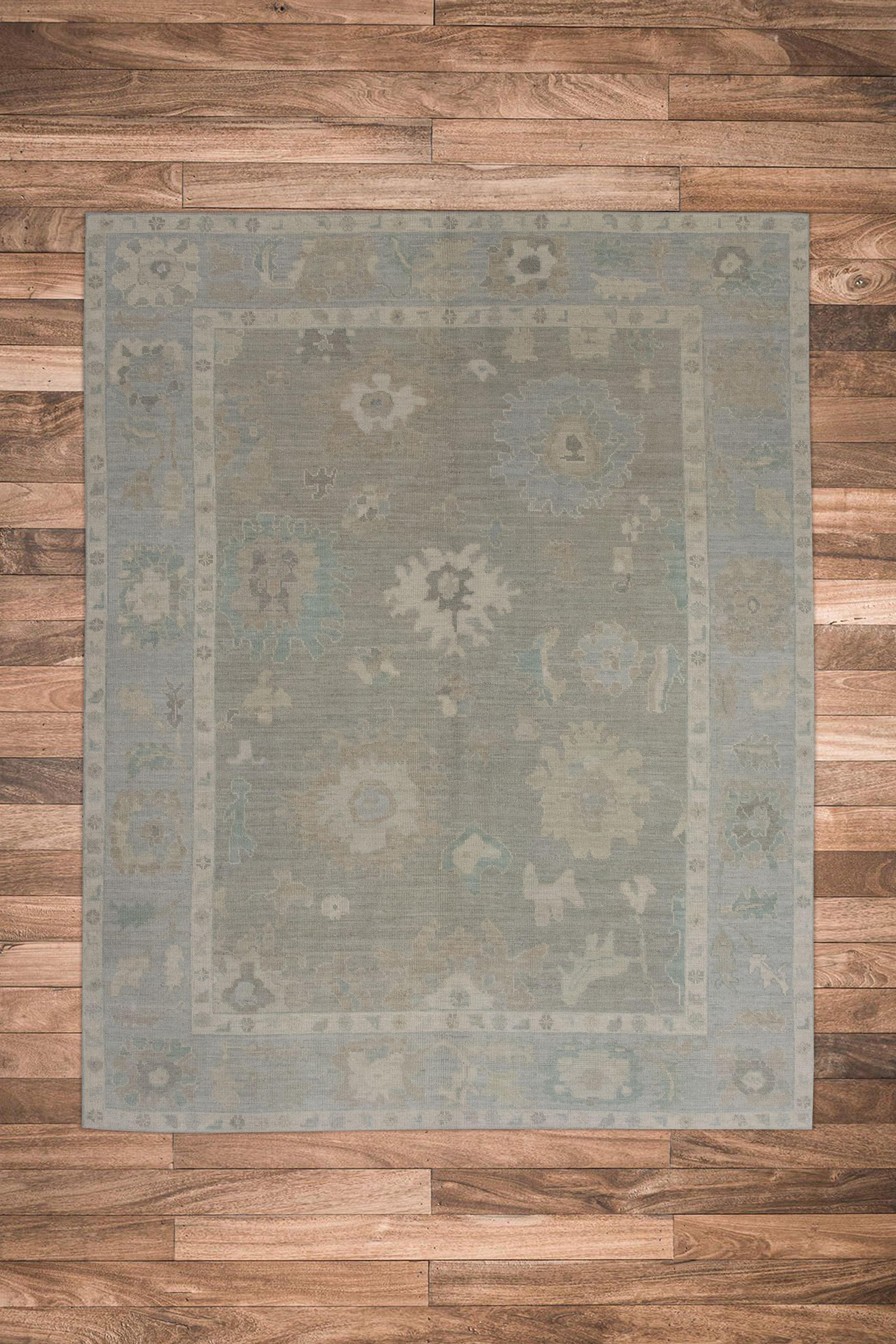 Handwoven Wool Turkish Oushak Rug 7'11