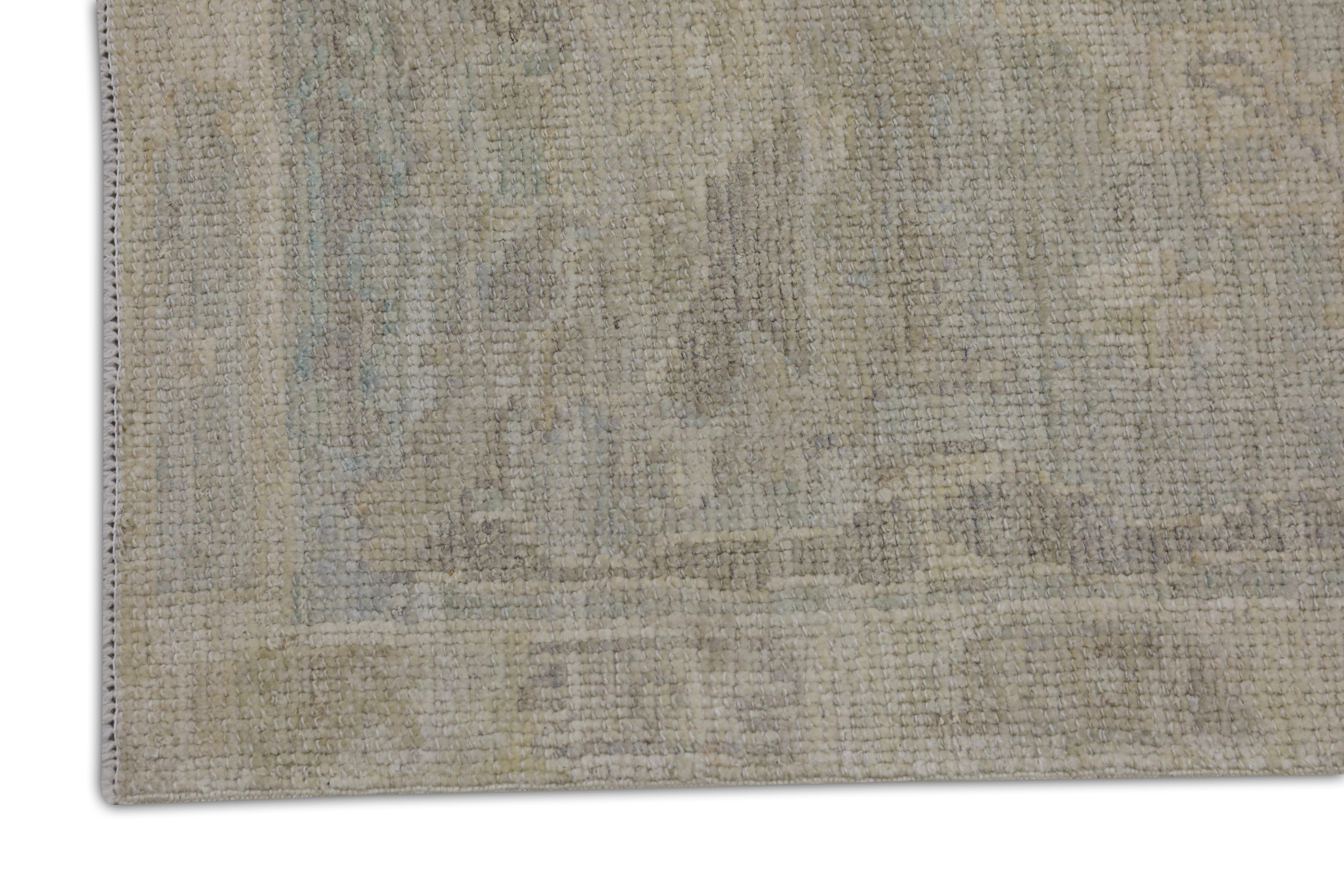 Contemporary Handwoven Wool Turkish Oushak Rug 7'8