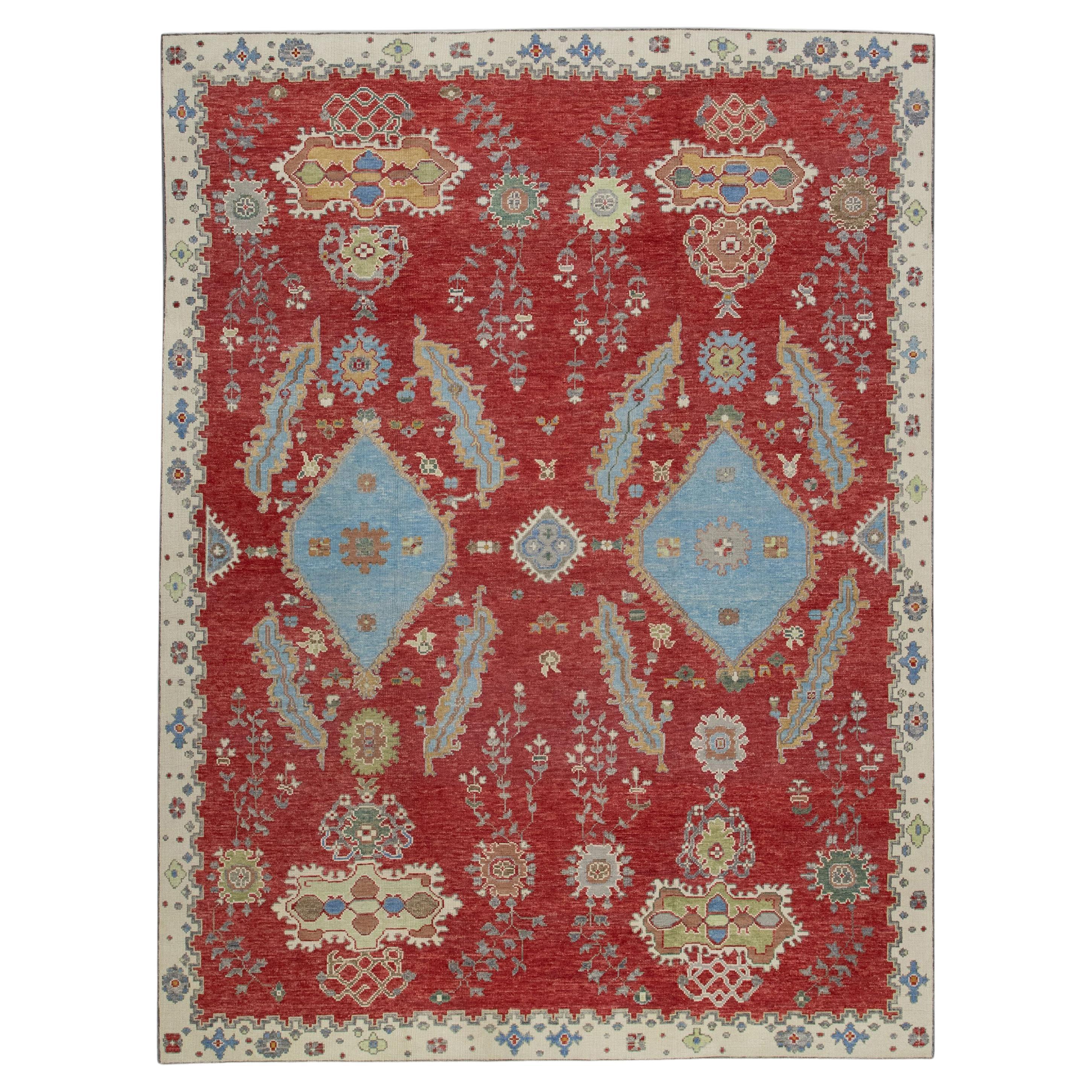 Handgewebter türkischer Oushak-Teppich aus Wolle 8'11"x 11'11"