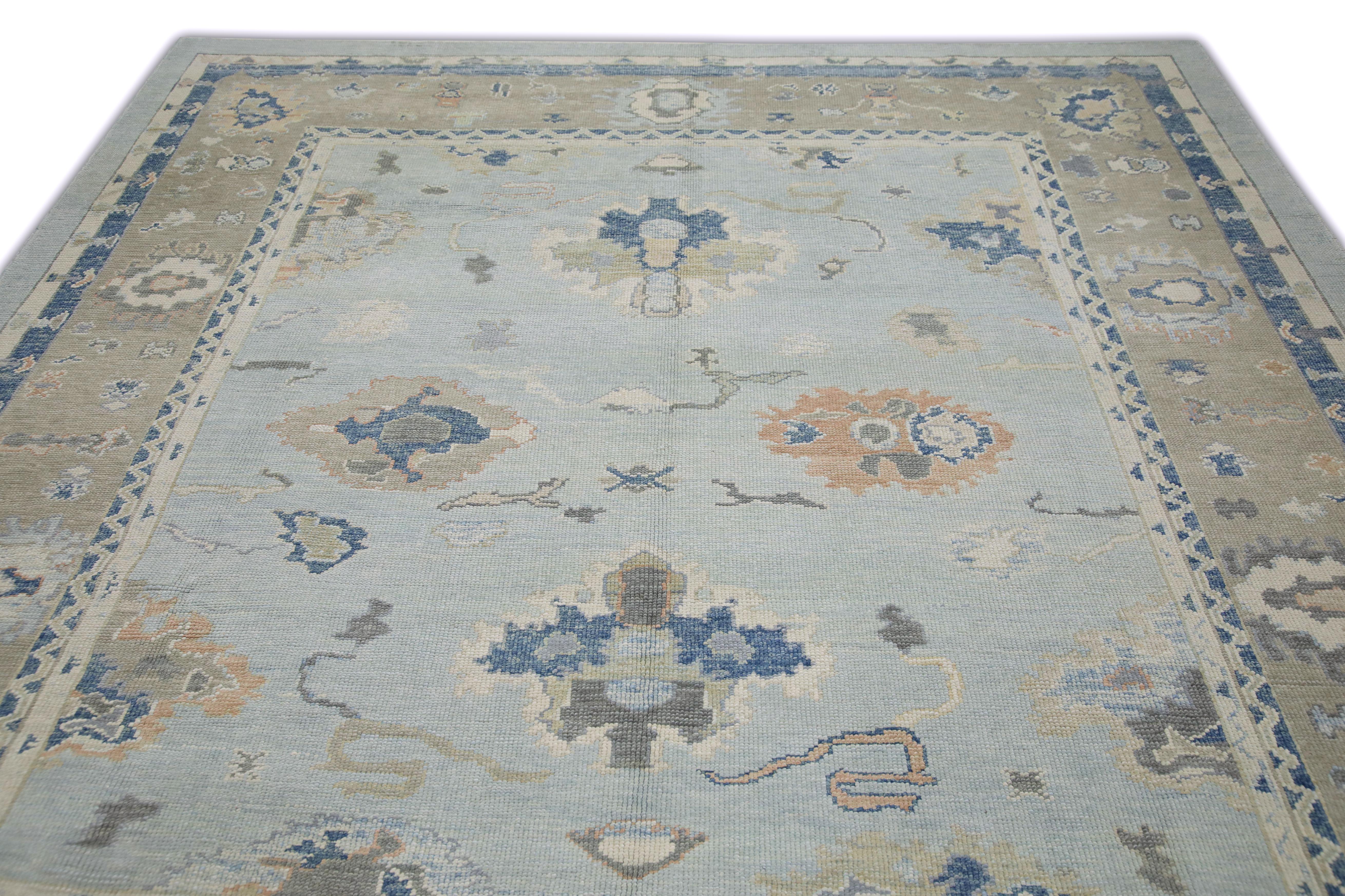 Vegetable Dyed Handwoven Wool Turkish Oushak Rug 8'2