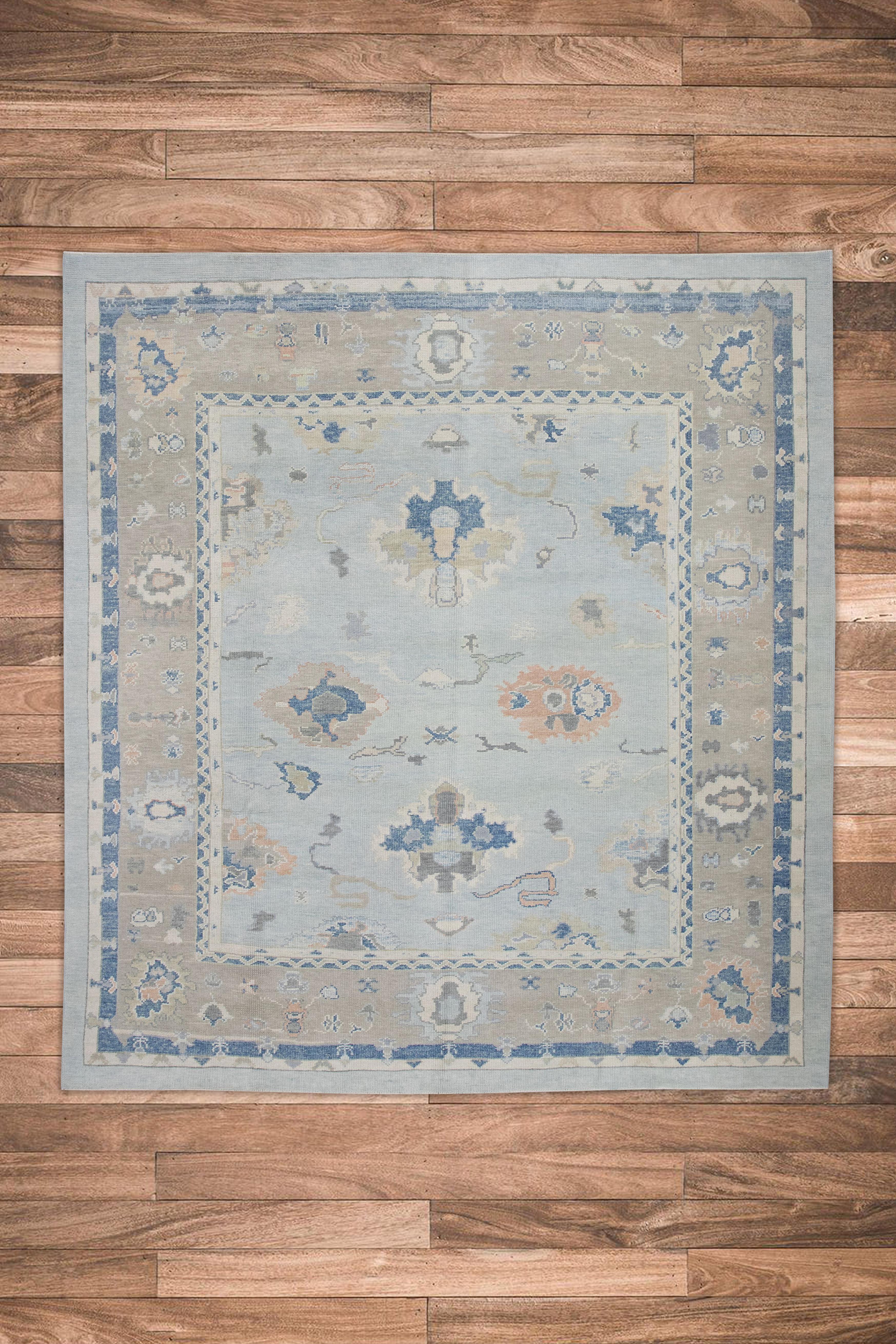 Handwoven Wool Turkish Oushak Rug 8'2