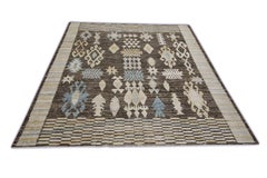 Tappeto Oushak turco in lana intrecciata a mano 8'2 "x 9'11"