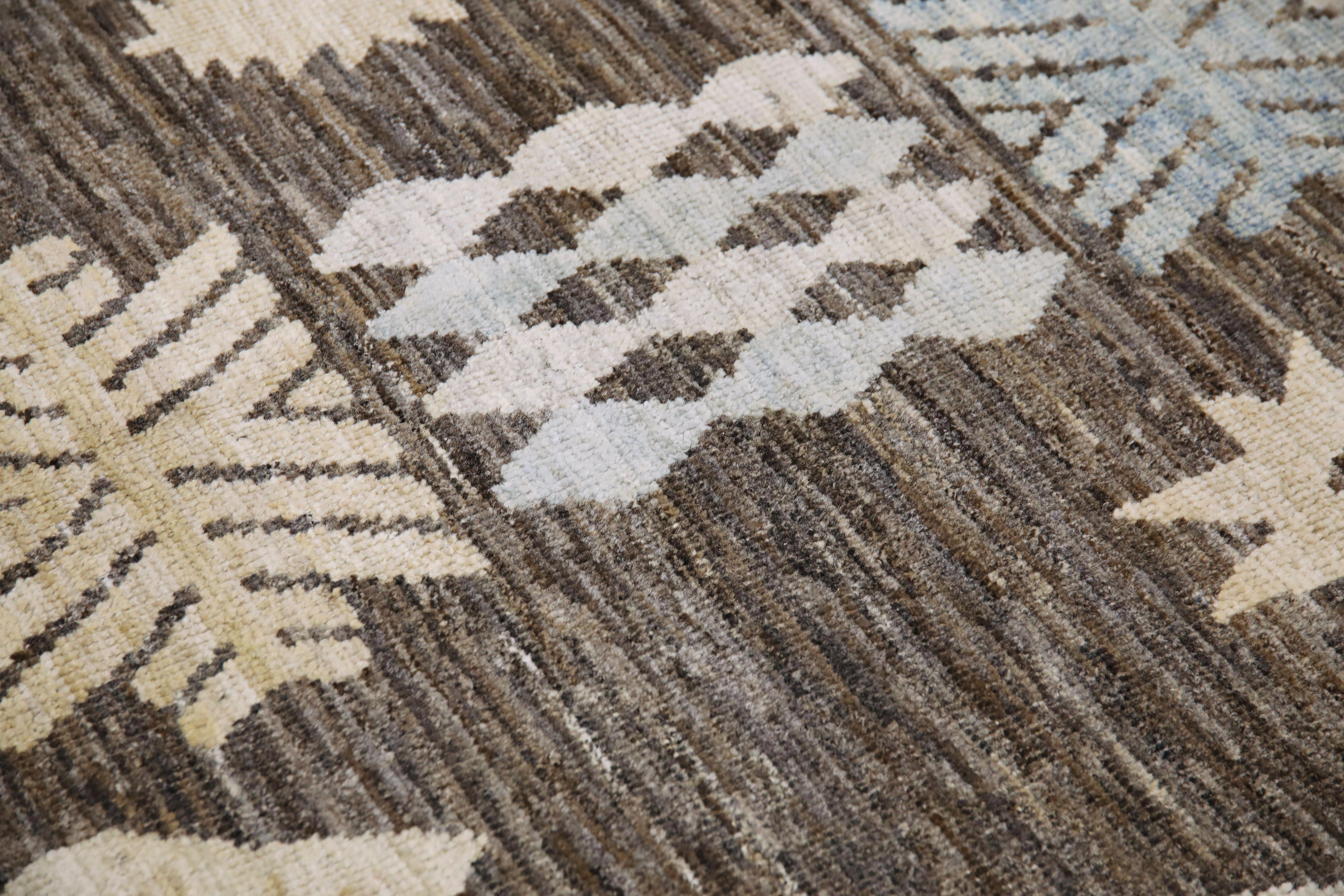 Contemporary Handwoven Wool Turkish Oushak Rug 8'2