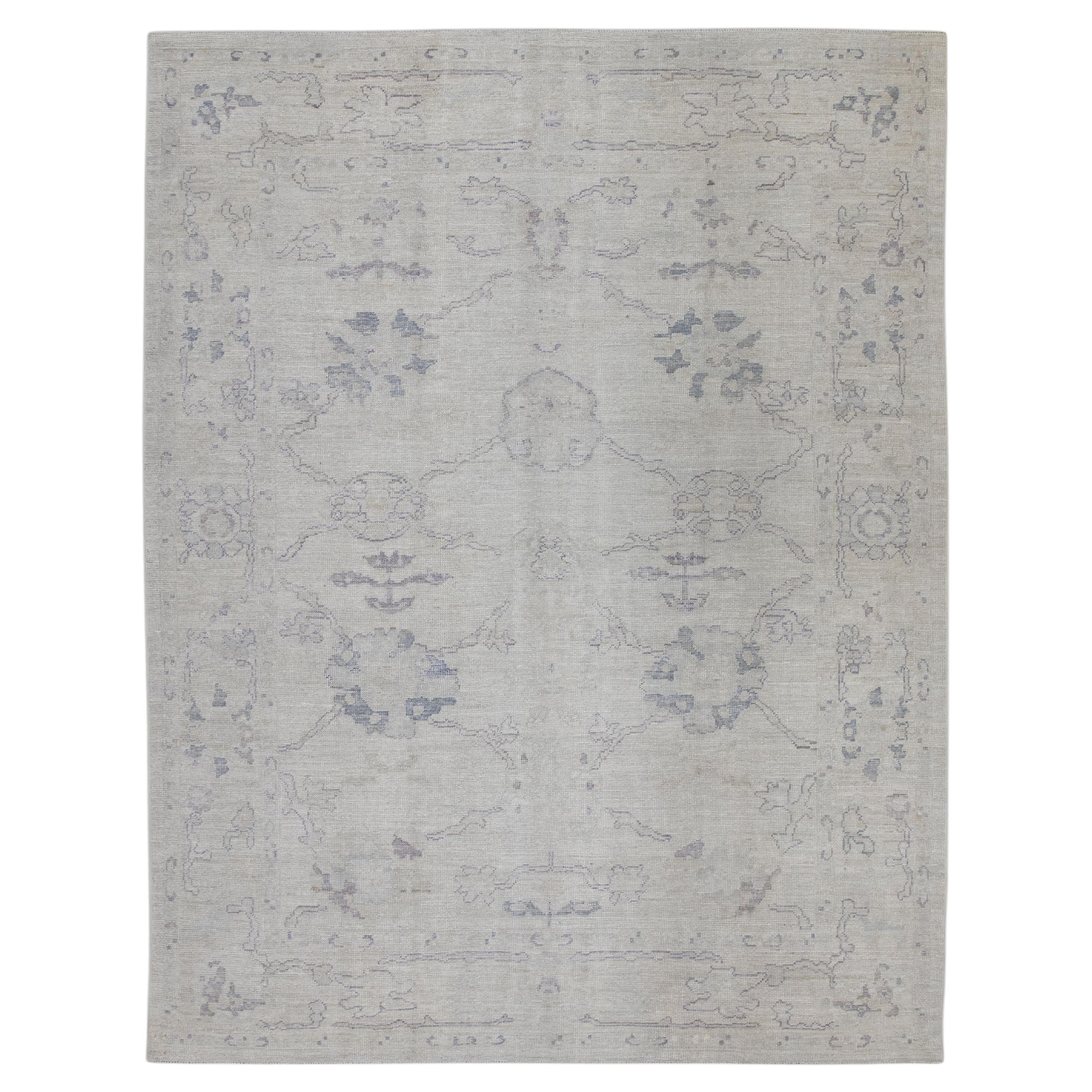 Handwoven Wool Turkish Oushak Rug 8'3"x 10'9" For Sale