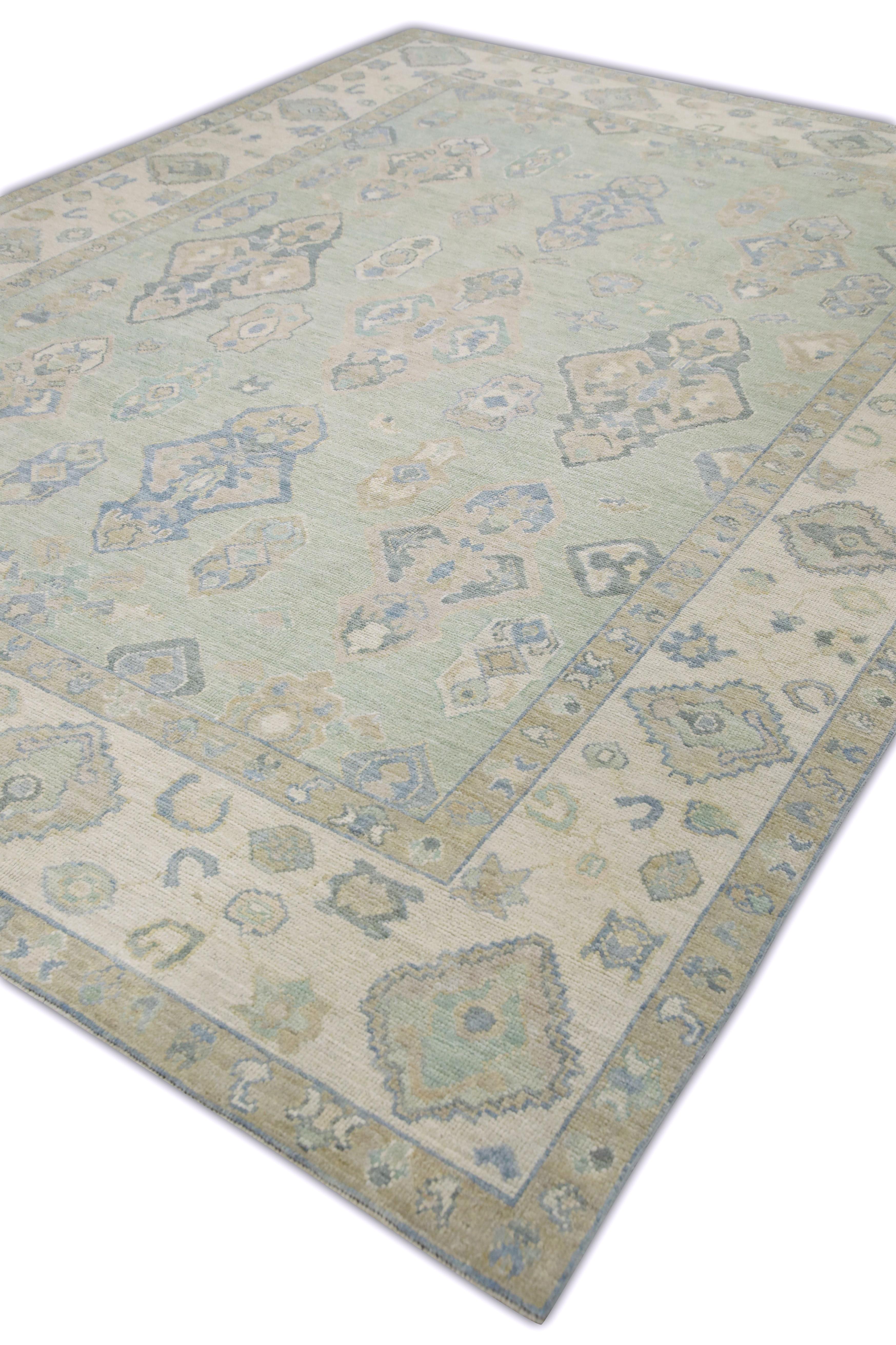 Moderno Tappeto Oushak turco in lana intrecciata a mano 8'7 