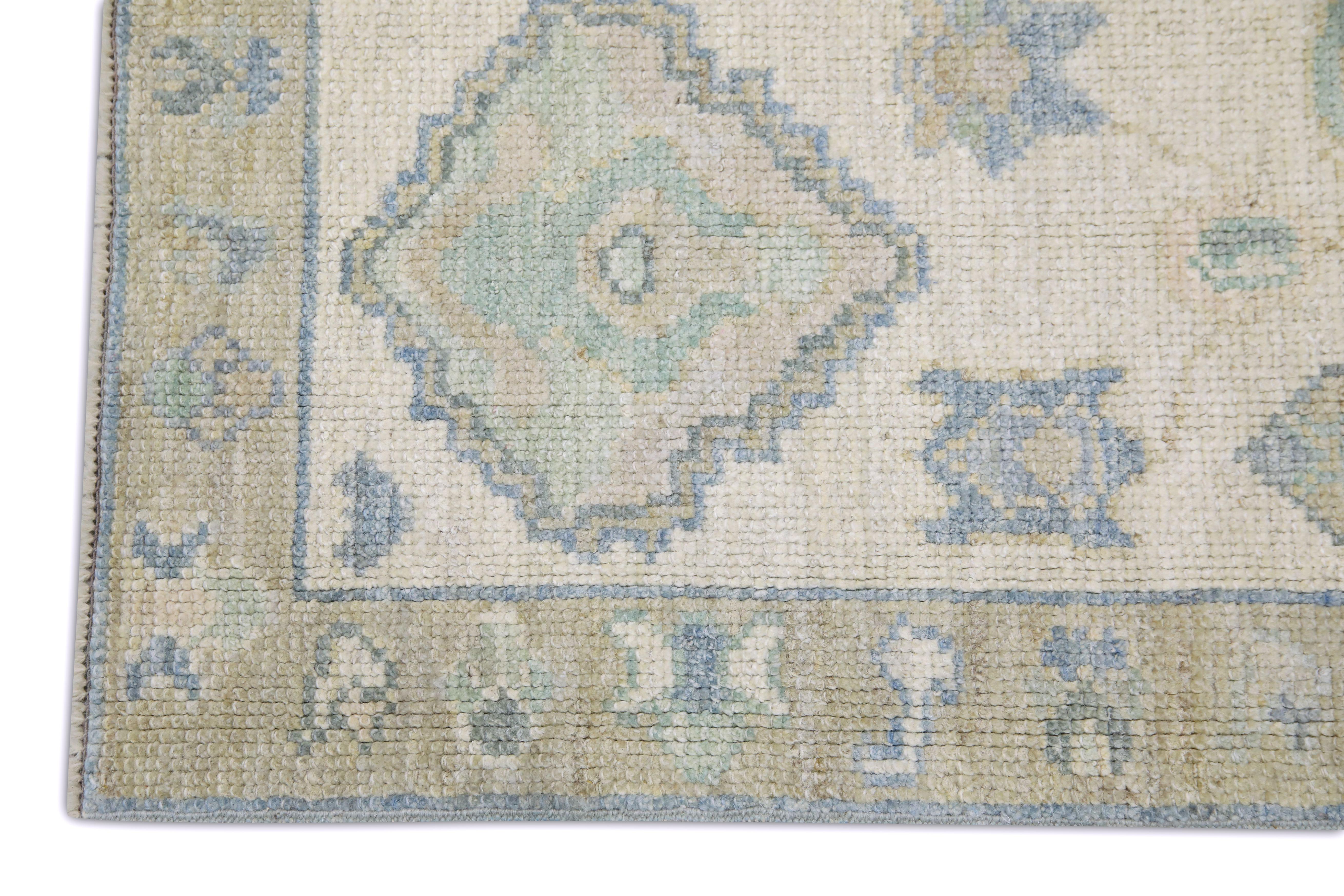 Tintura vegetale Tappeto Oushak turco in lana intrecciata a mano 8'7 