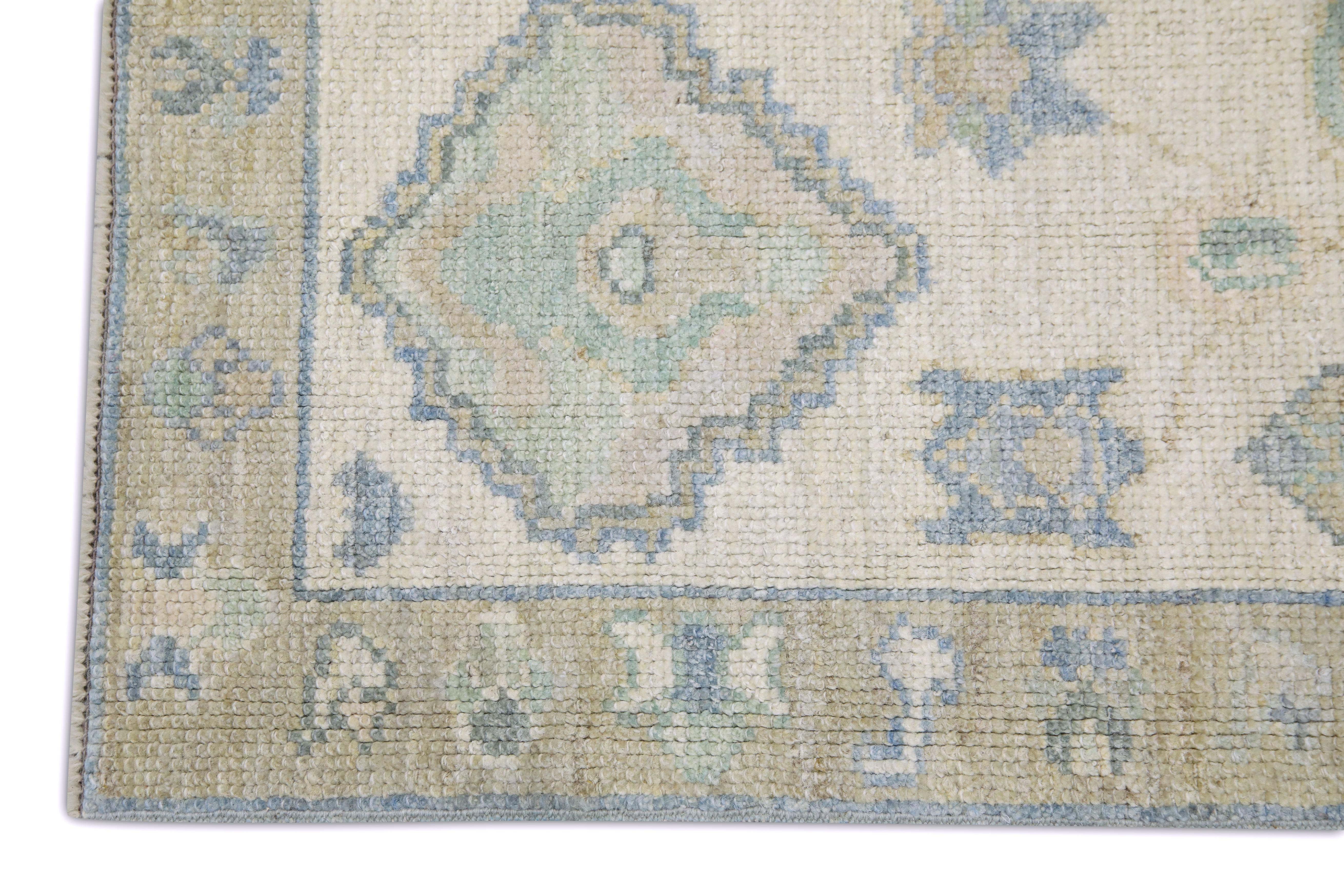 Handwoven Wool Turkish Oushak Rug 8'7