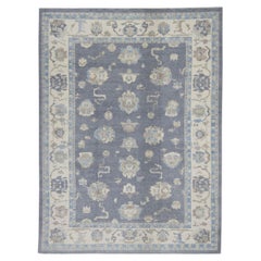 Handwoven Wool Turkish Oushak Rug 8'7"x 11'11"