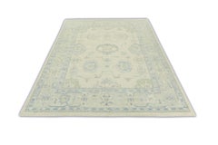 Alfombra Oushak turca de lana tejida a mano 8'x 10'1