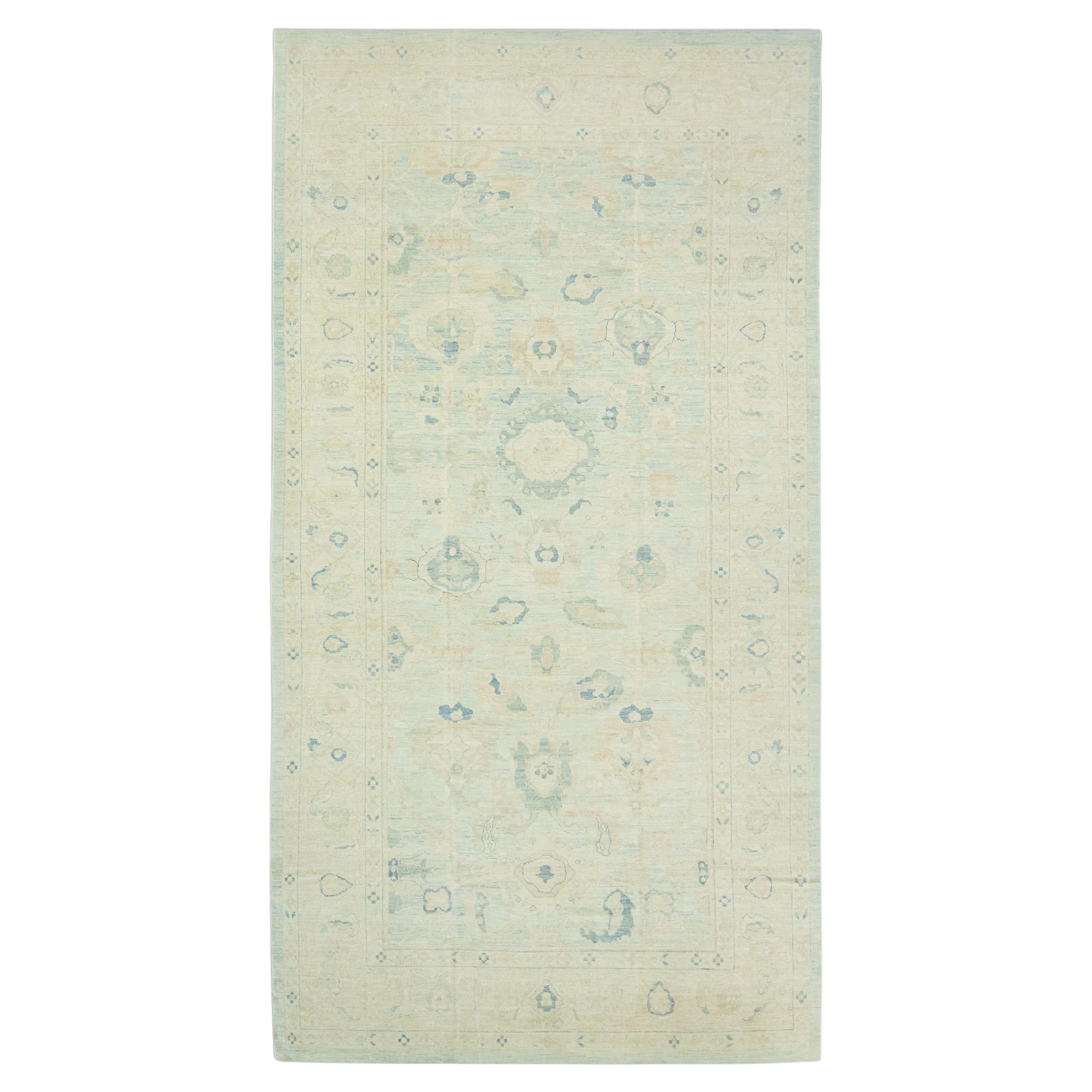 Handgewebter türkischer Oushak-Teppich aus Wolle 9'10"x 17'9"