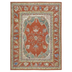 Handgewebter türkischer Oushak-Teppich aus Wolle 9'2"x 12'