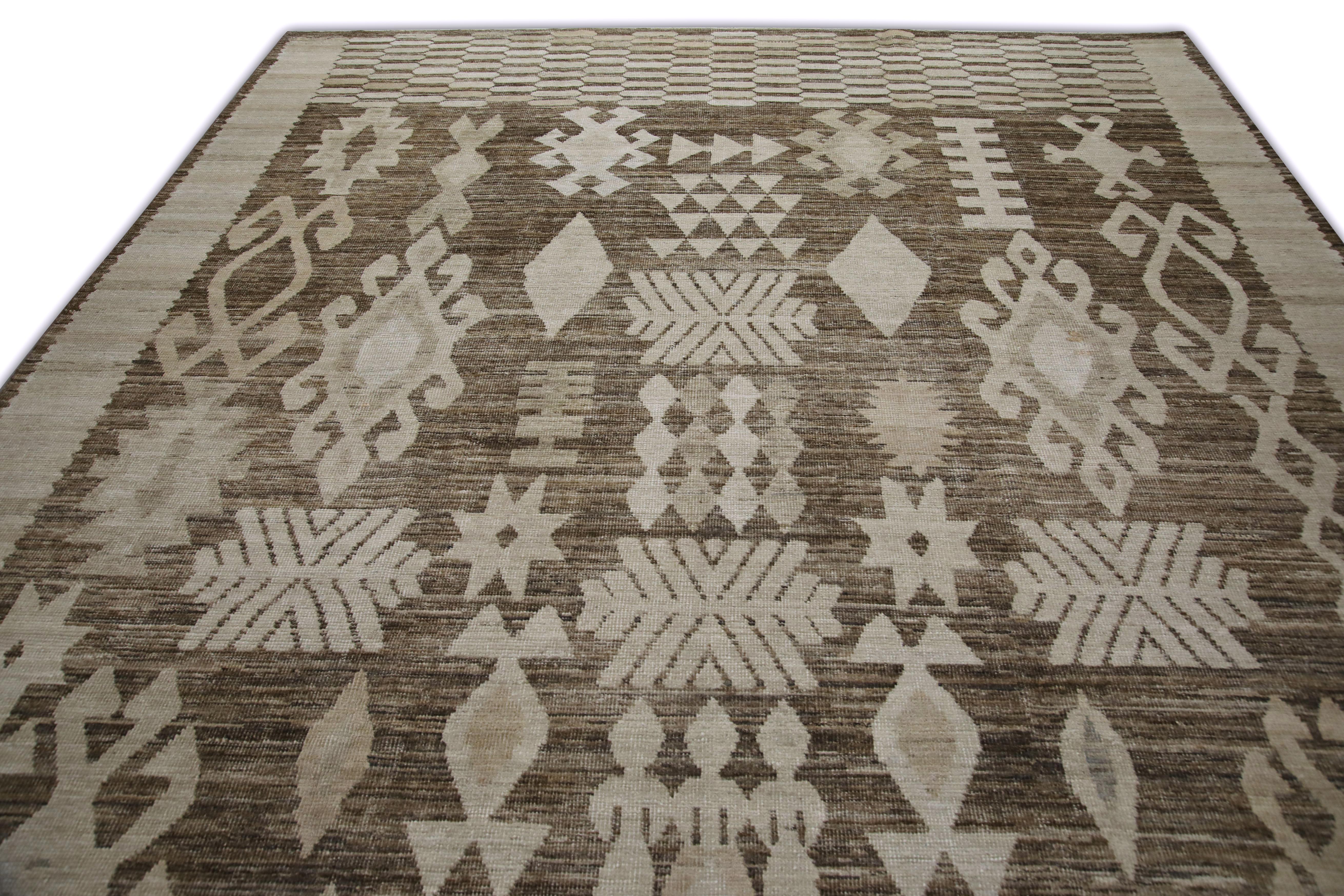 Handgewebter türkischer Oushak-Teppich aus Wolle 9'3