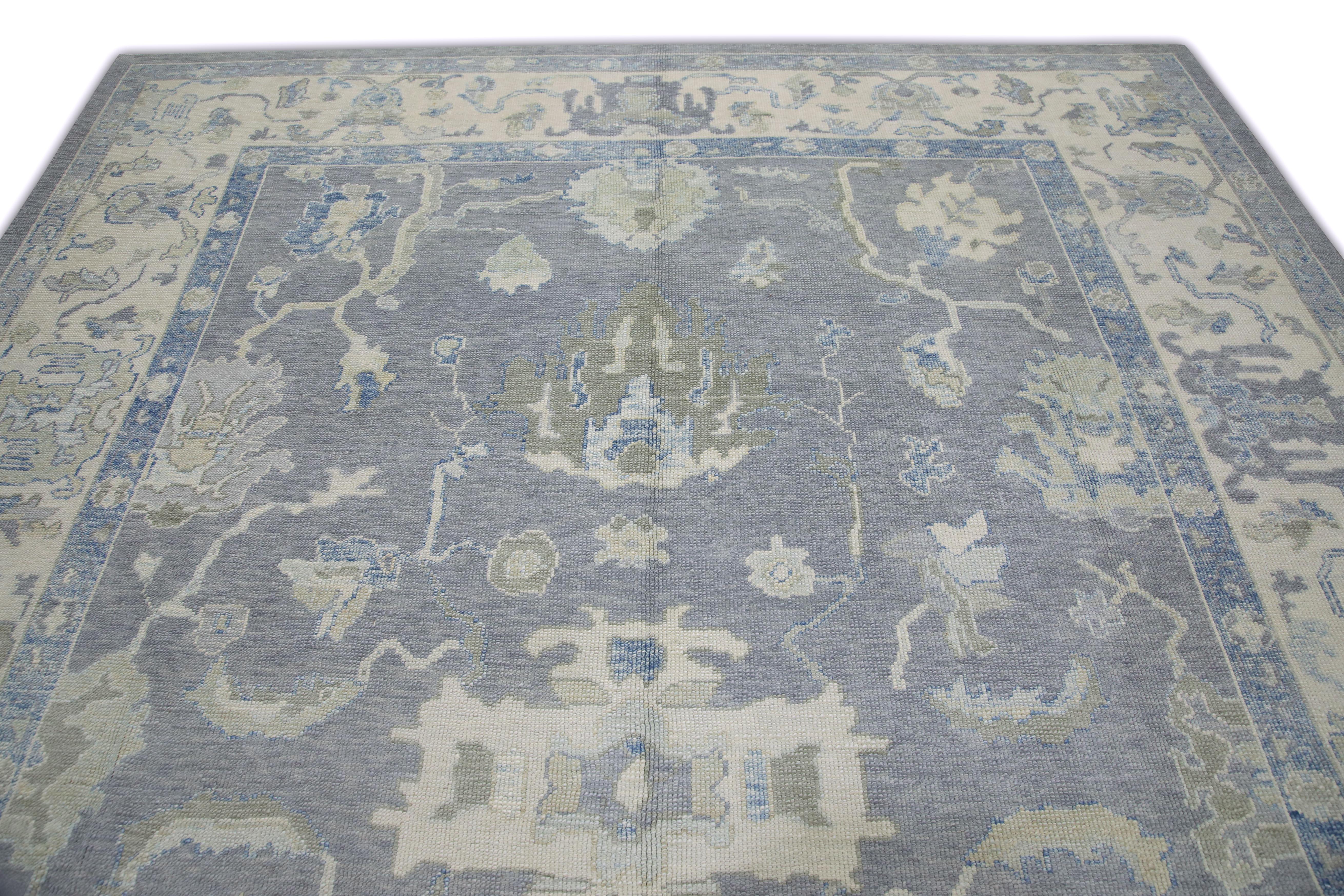 Hand-Woven Handwoven Wool Turkish Oushak Rug 9'3