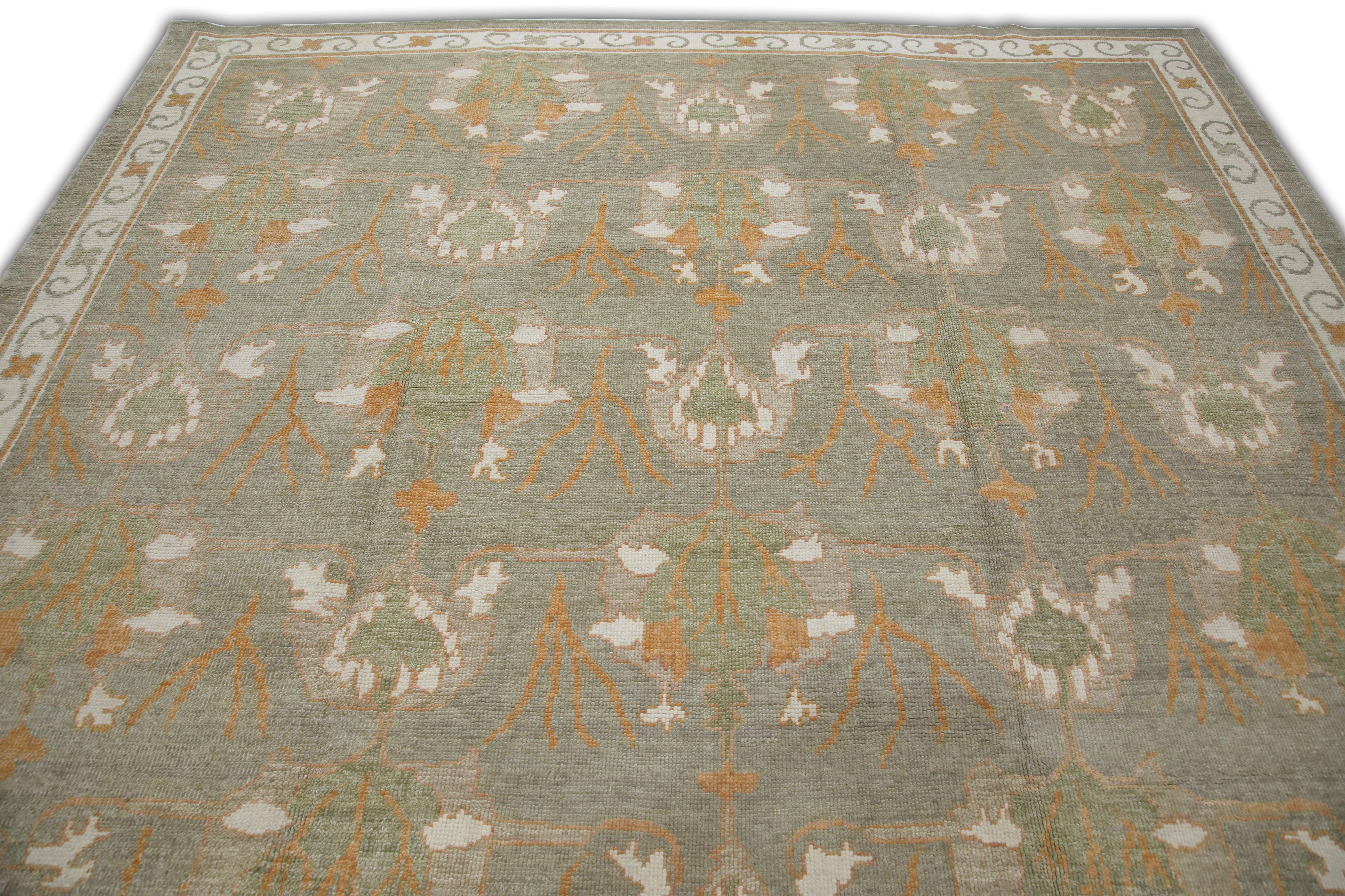 Hand-Woven Handwoven Wool Turkish Oushak Rug 9'4