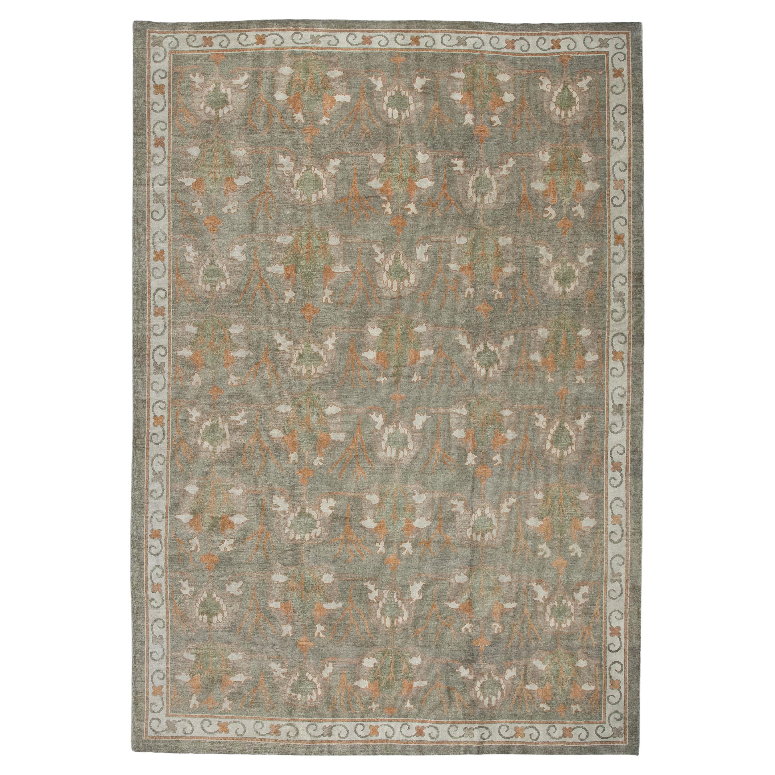 Handwoven Wool Turkish Oushak Rug 9'4"x 12'10"