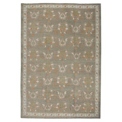 Handwoven Wool Turkish Oushak Rug 9'4"x 12'10"