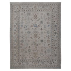 Handwoven Wool Turkish Oushak Rug 9'4"x 12'4"