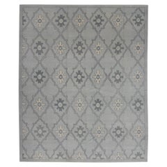 Alfombra Oushak turca de lana tejida a mano 9'5 "x 12'1