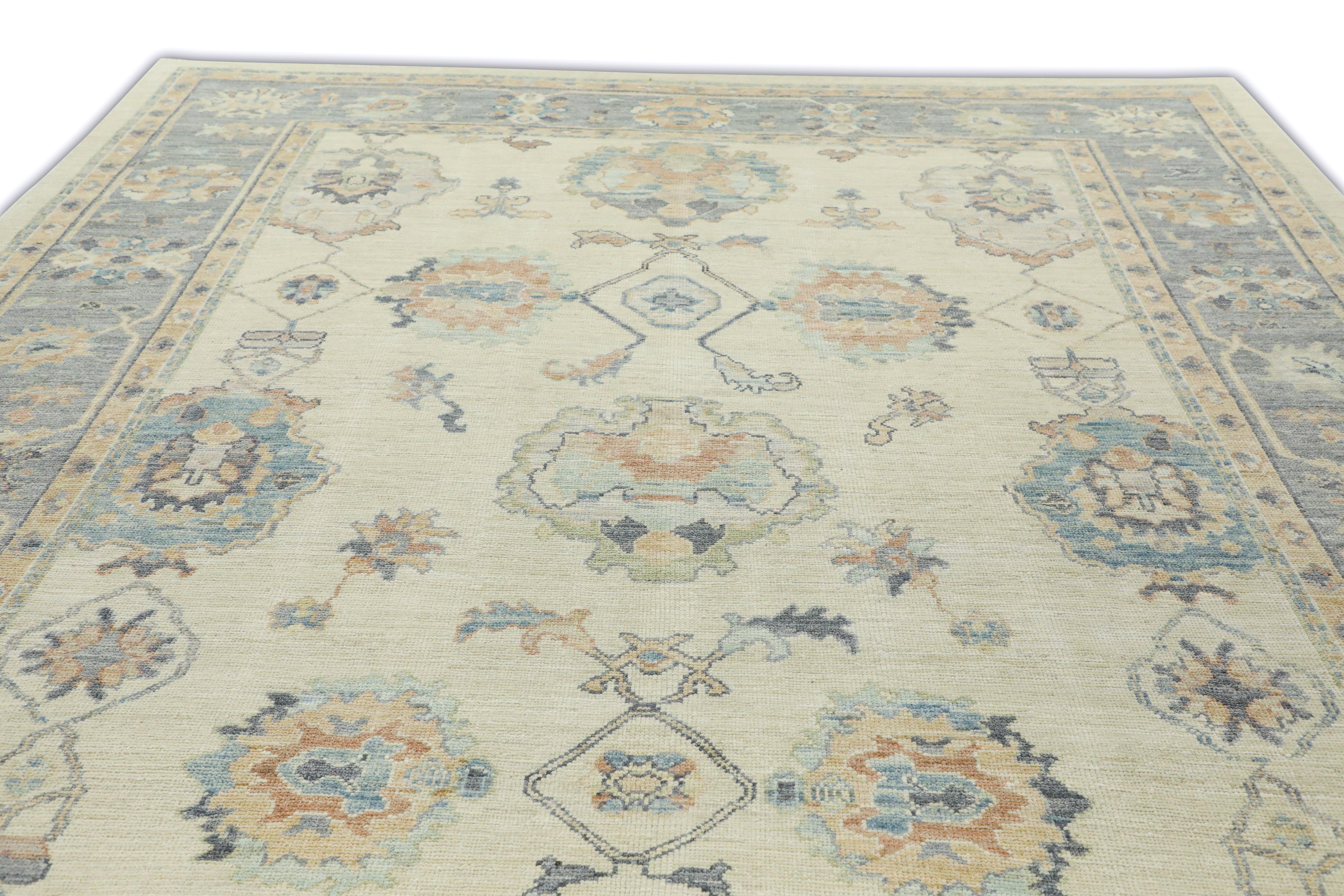 Vegetable Dyed Handwoven Wool Turkish Oushak Rug 9'6