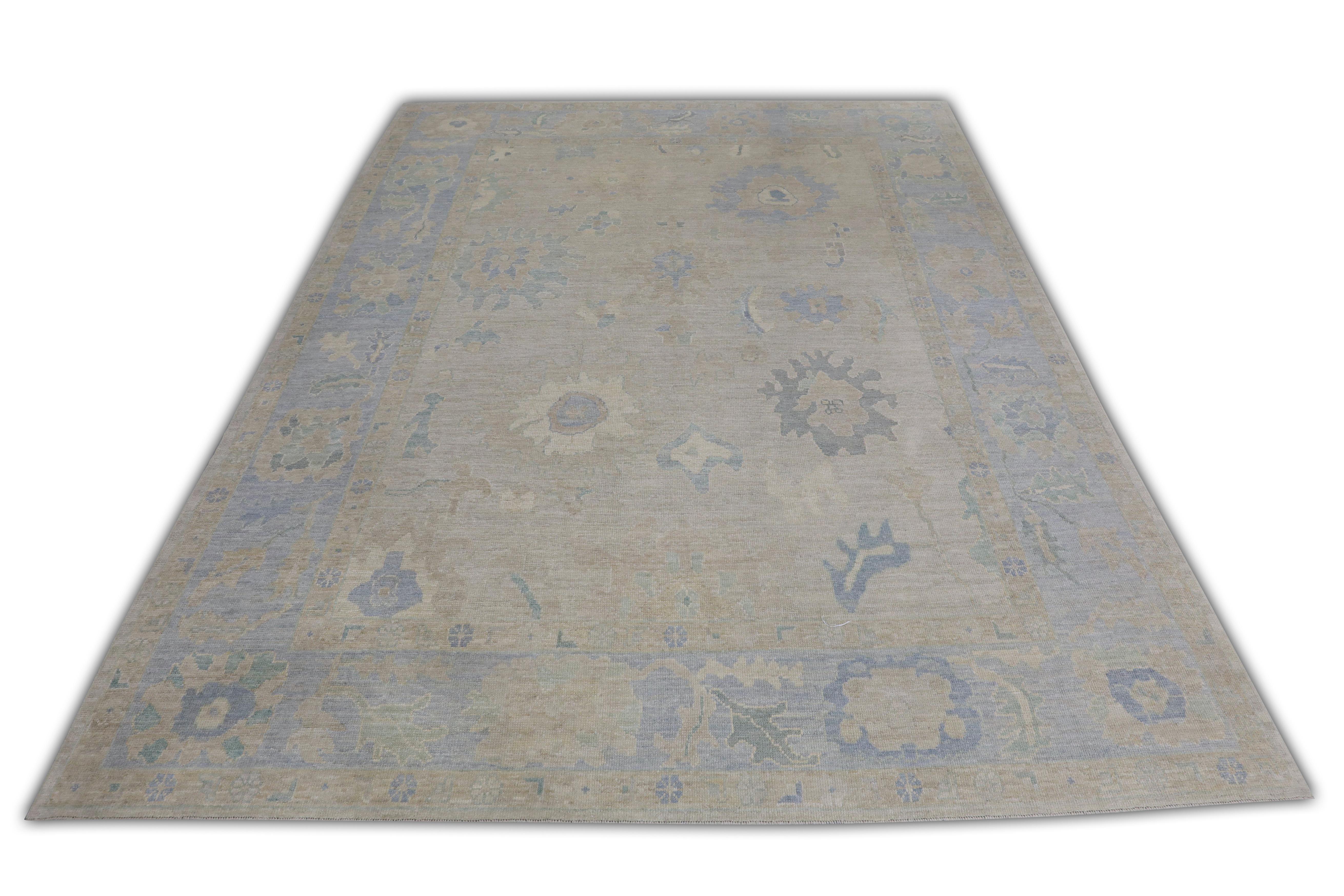 This Turkish oushak rug is a stunning piece of art that has been handwoven using traditional techniques by skilled artisans. The rug features intricate patterns and a soft color palette that is achieved through the use of natural vegetable dyes.