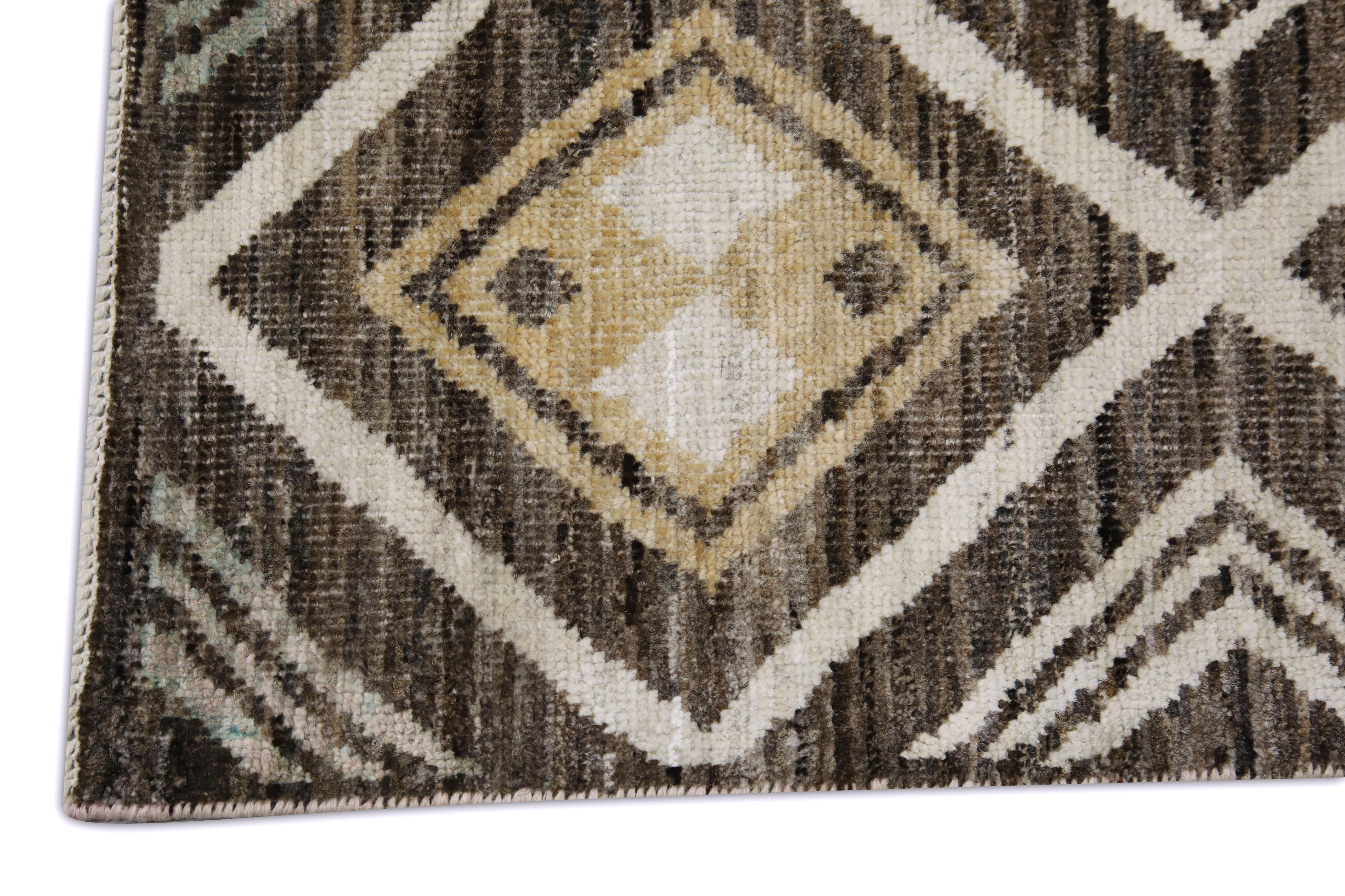 Handwoven Wool Turkish Oushak Rug 9'x 11'6