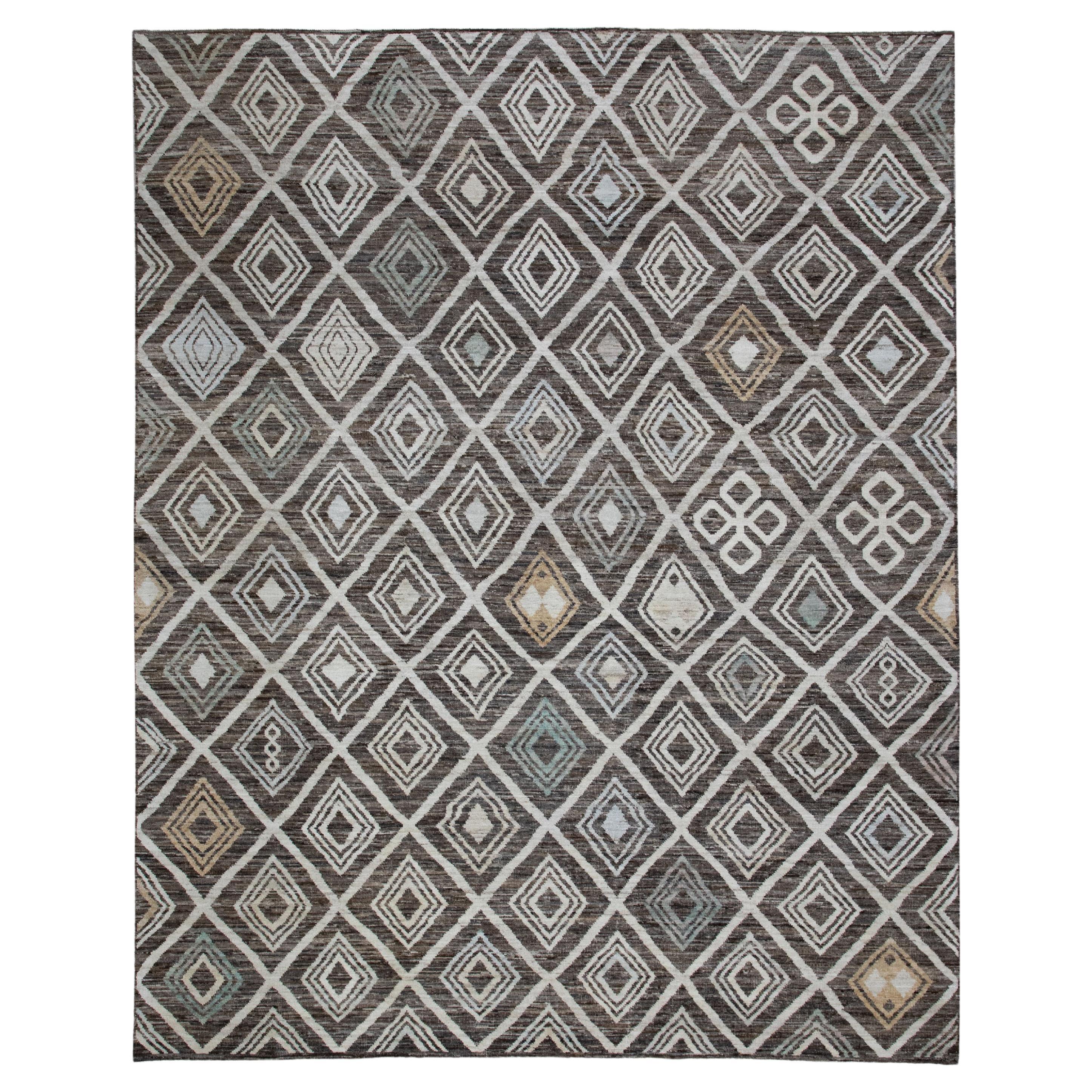 Handgewebter türkischer Oushak-Teppich aus Wolle 9'x 11'6"