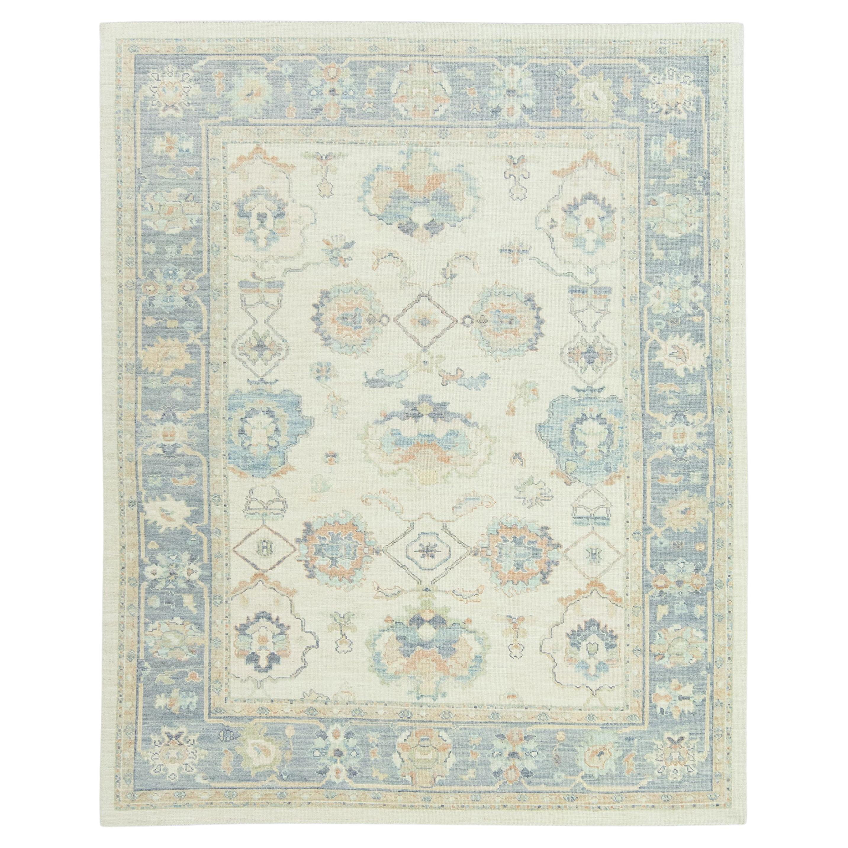Handgewebter türkischer Oushak-Teppich aus Wolle 9'x 11'6"