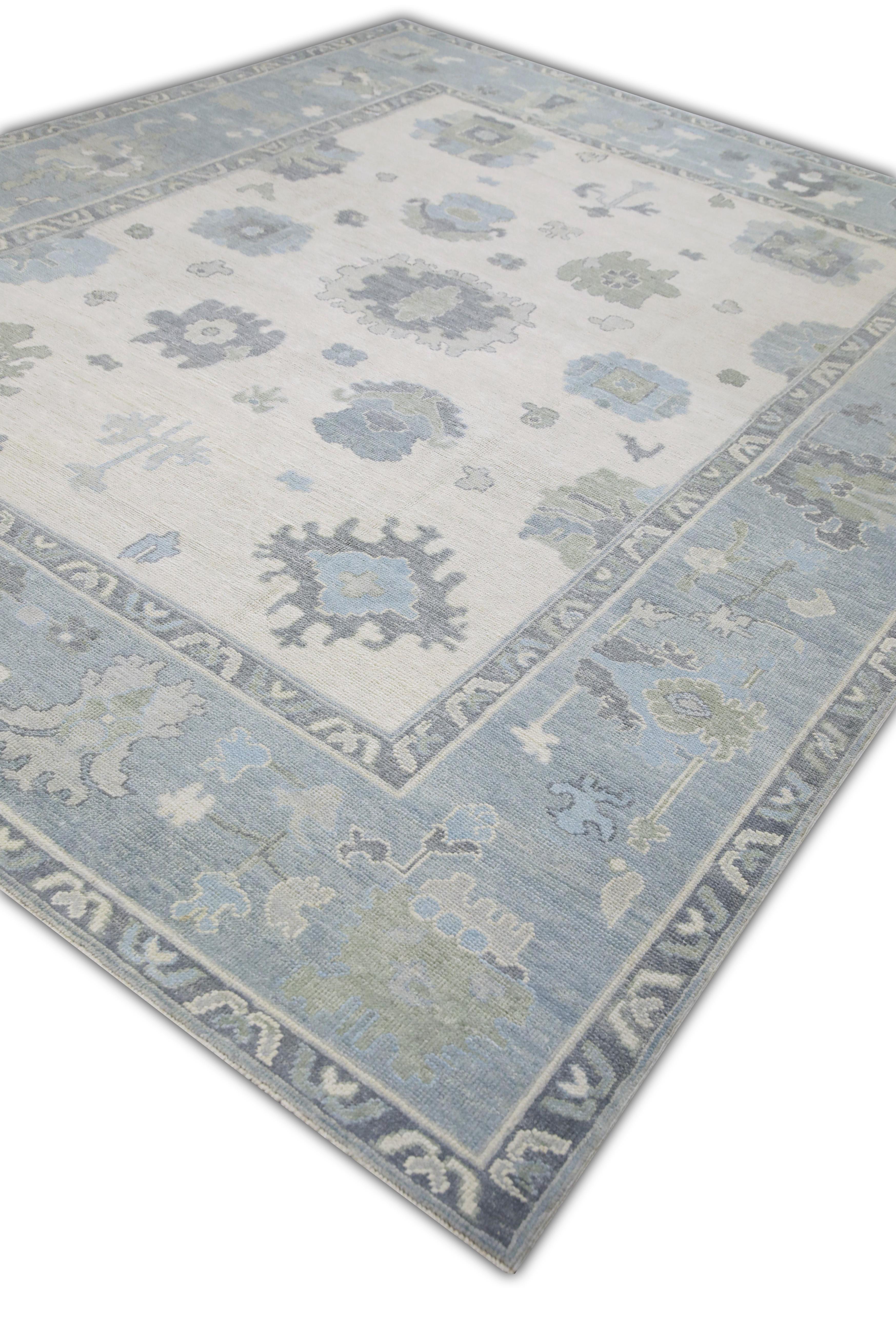 Moderno Tappeto Oushak turco in lana intrecciata a mano 9'x 11'7